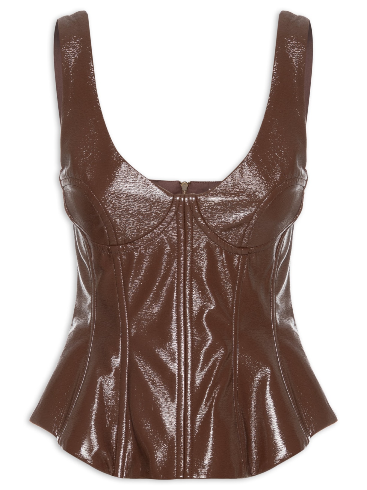 Blusa Feminina Corset Latex Wood - Marrom