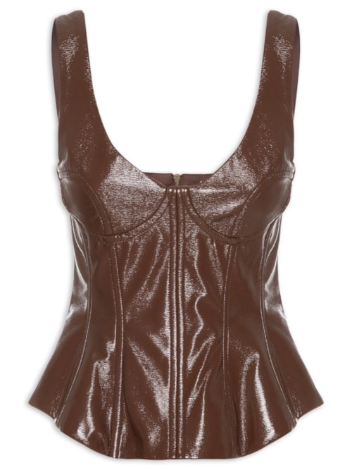 Blusa Feminina Corset Latex Wood - Marrom