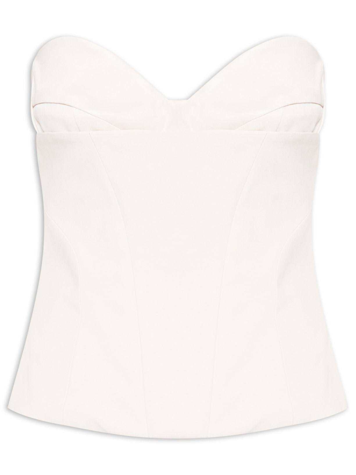 Blusa Feminina Corset Sem Alça De Crepe Bege Bo