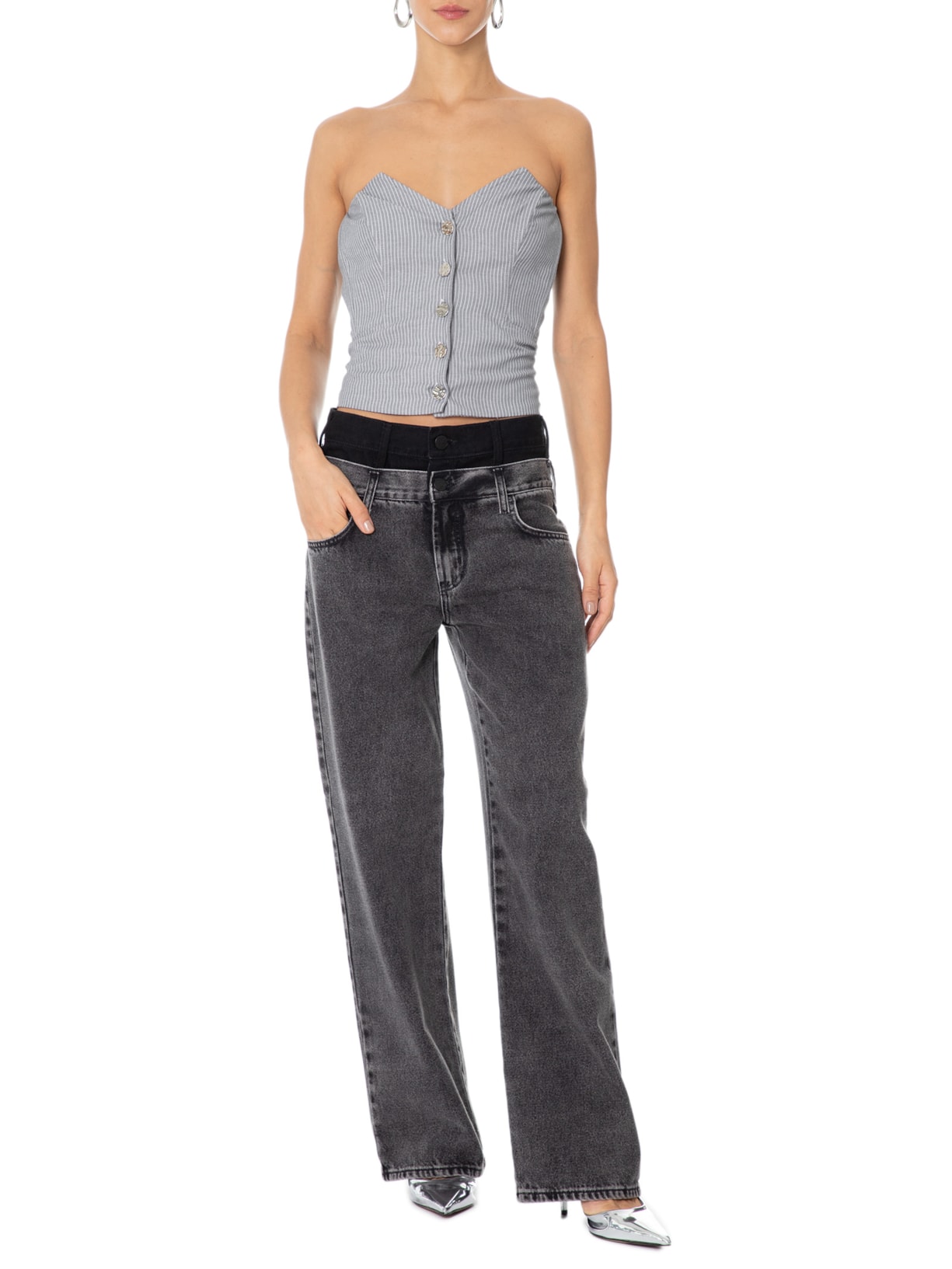 Blusa Feminina Corset Tomara Que Caia Cinza Market 33