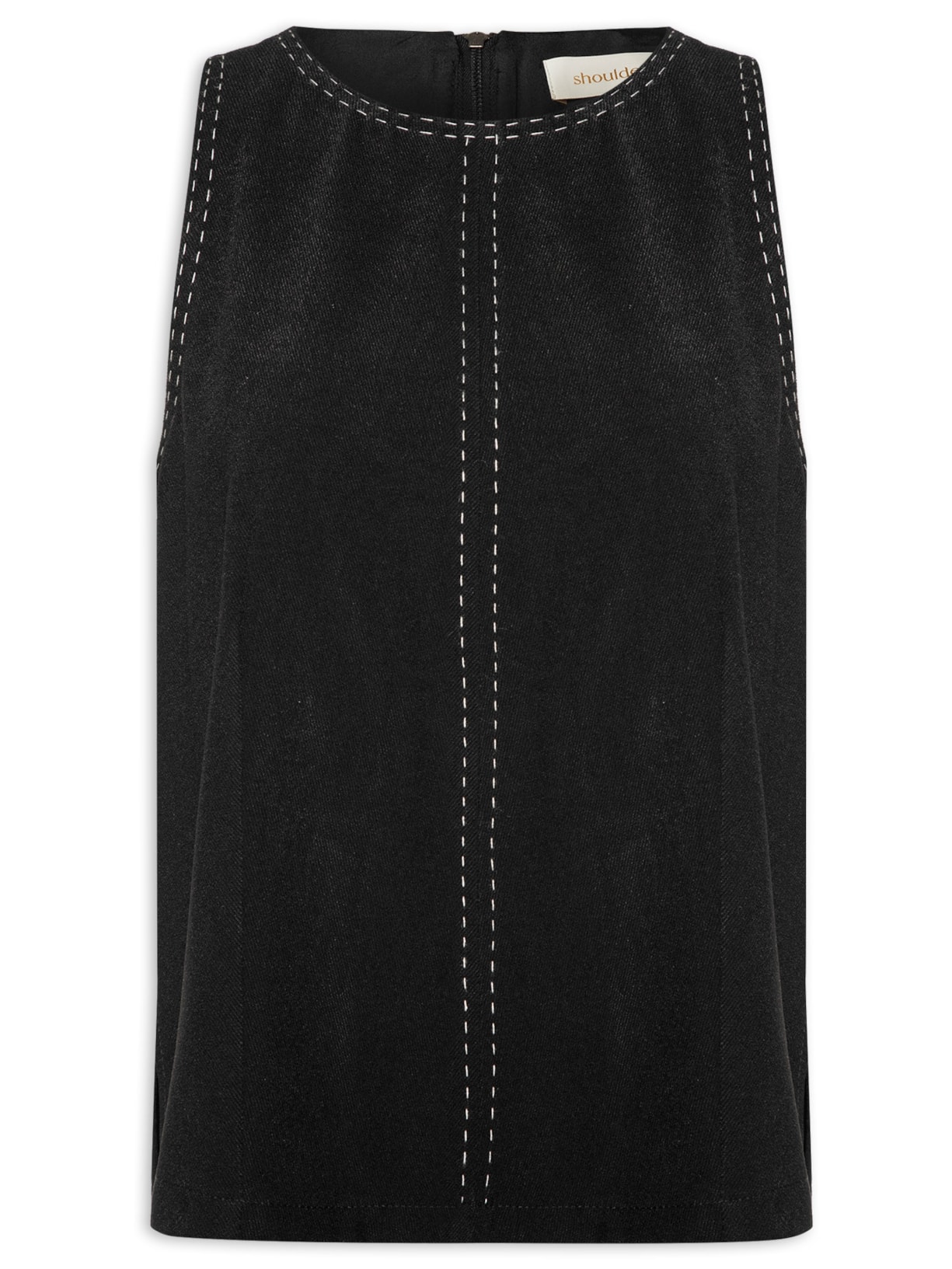 Blusa Feminina Costura Com Contrastante - Preto