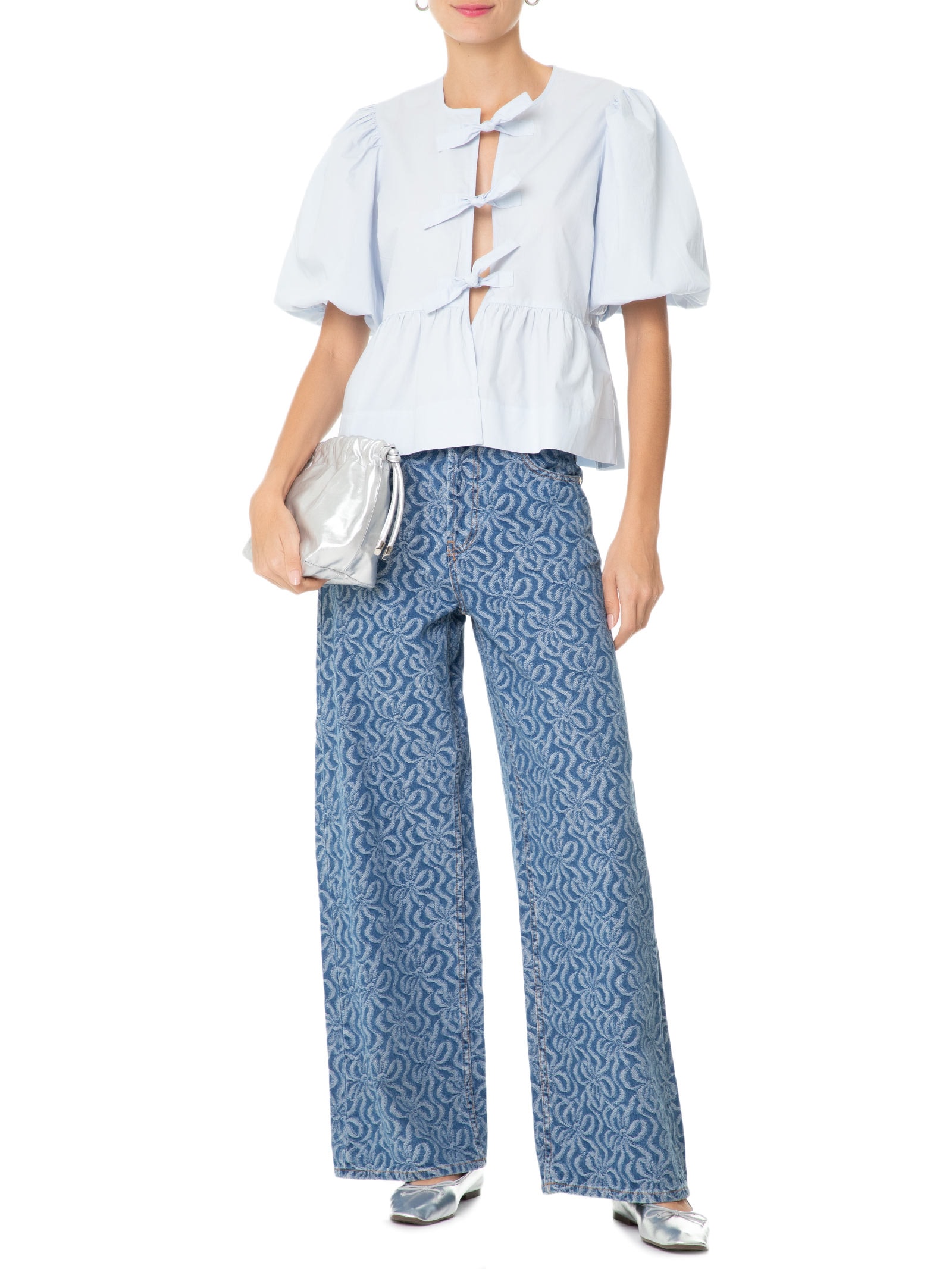 Blusa Feminina Cotton Poplin Peplum - Ganni - Azul