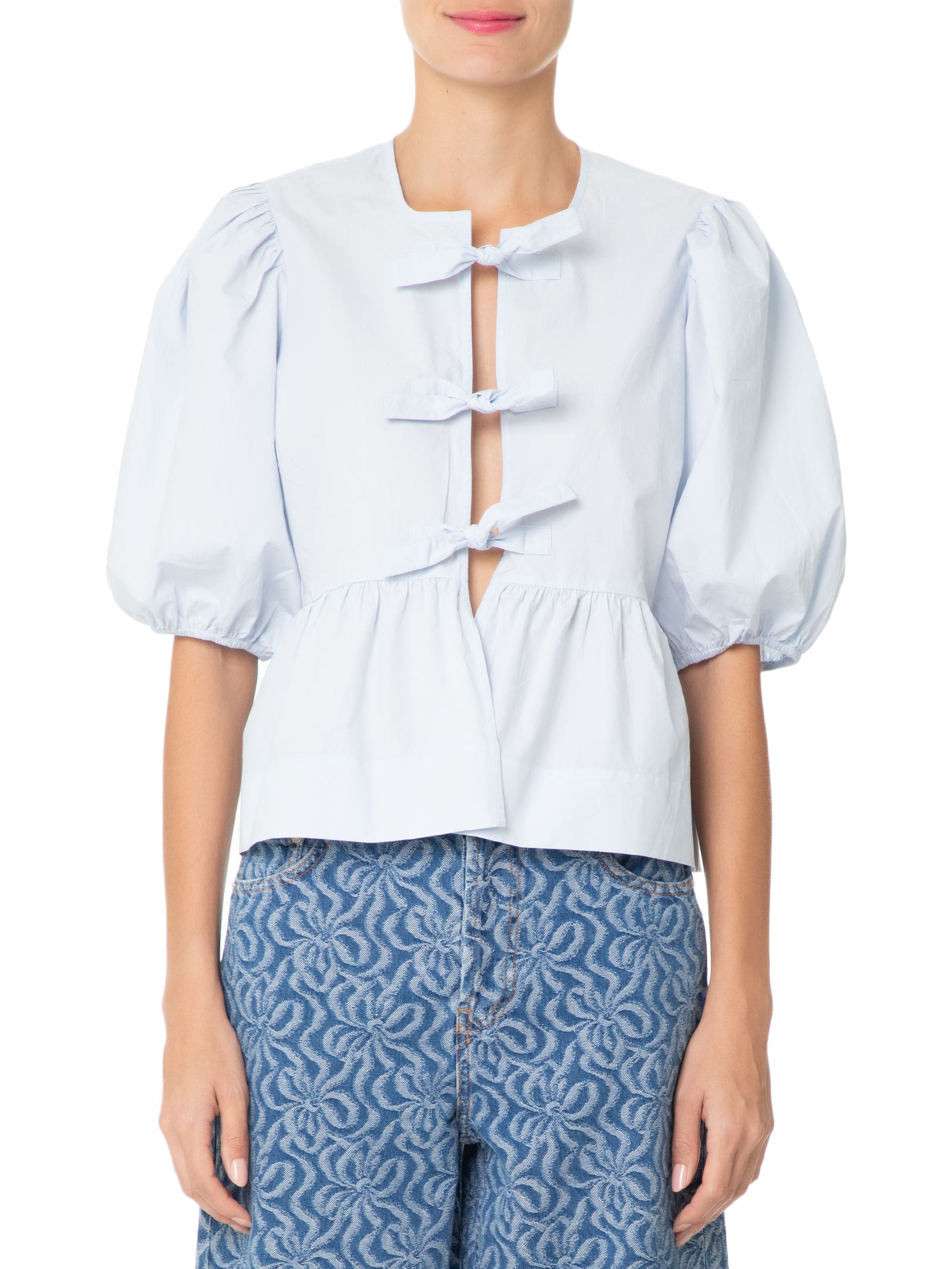 Blusa Feminina Cotton Poplin Peplum - Ganni - Azul