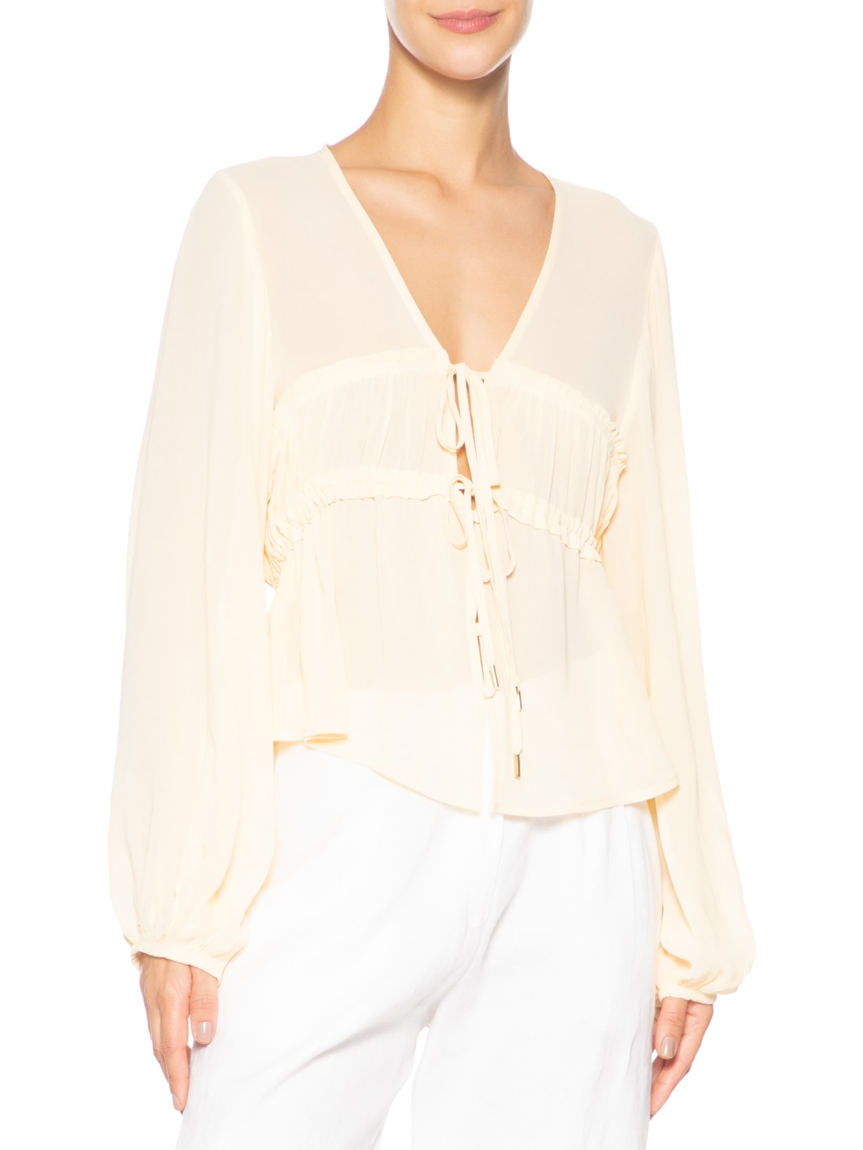 Blusa Feminina Crepe Busto Drapeado Amarelo Dress To