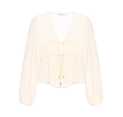 Blusa Feminina Crepe Busto Drapeado - Amarelo