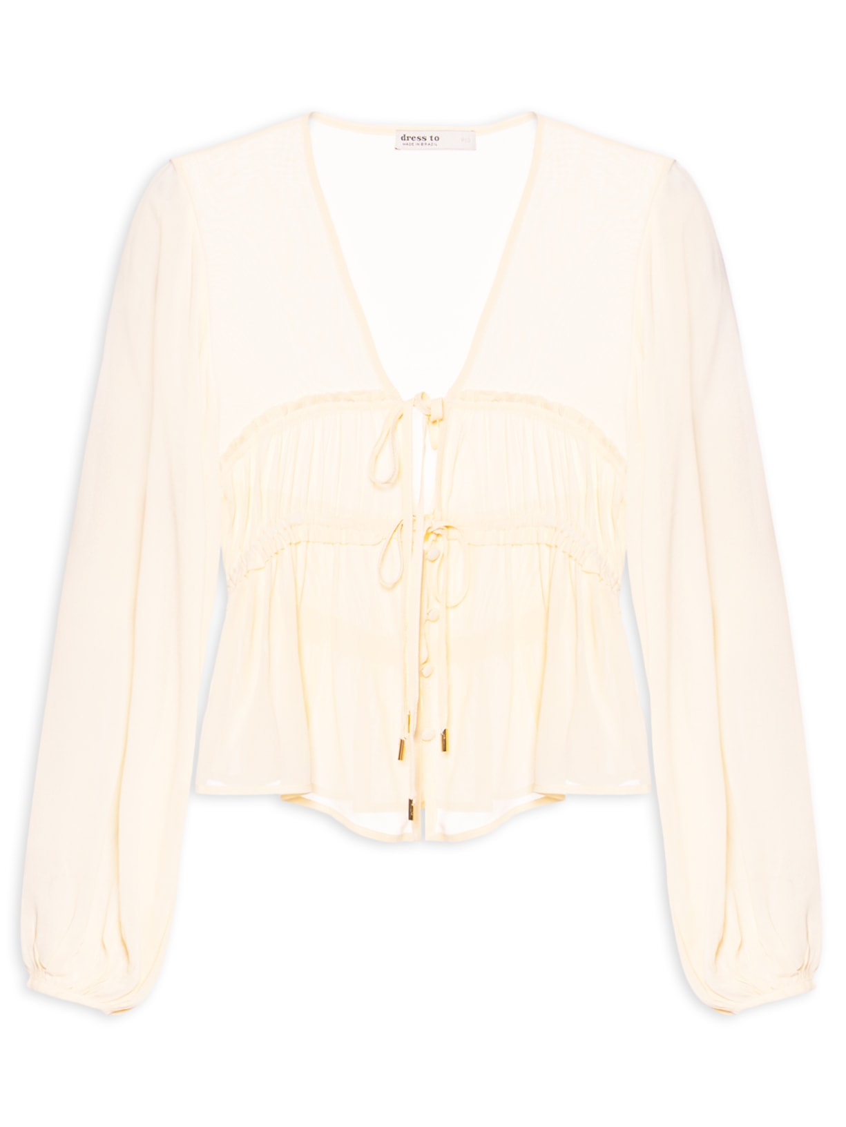 Blusa Feminina Crepe Busto Drapeado - Amarelo