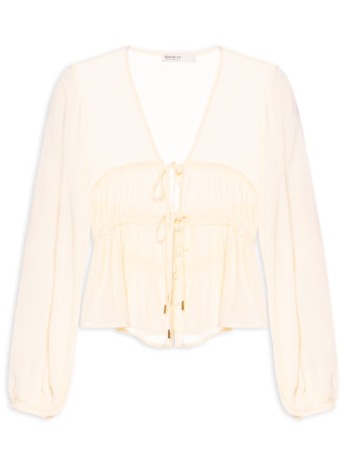 Blusa Feminina Crepe Busto Drapeado - Amarelo