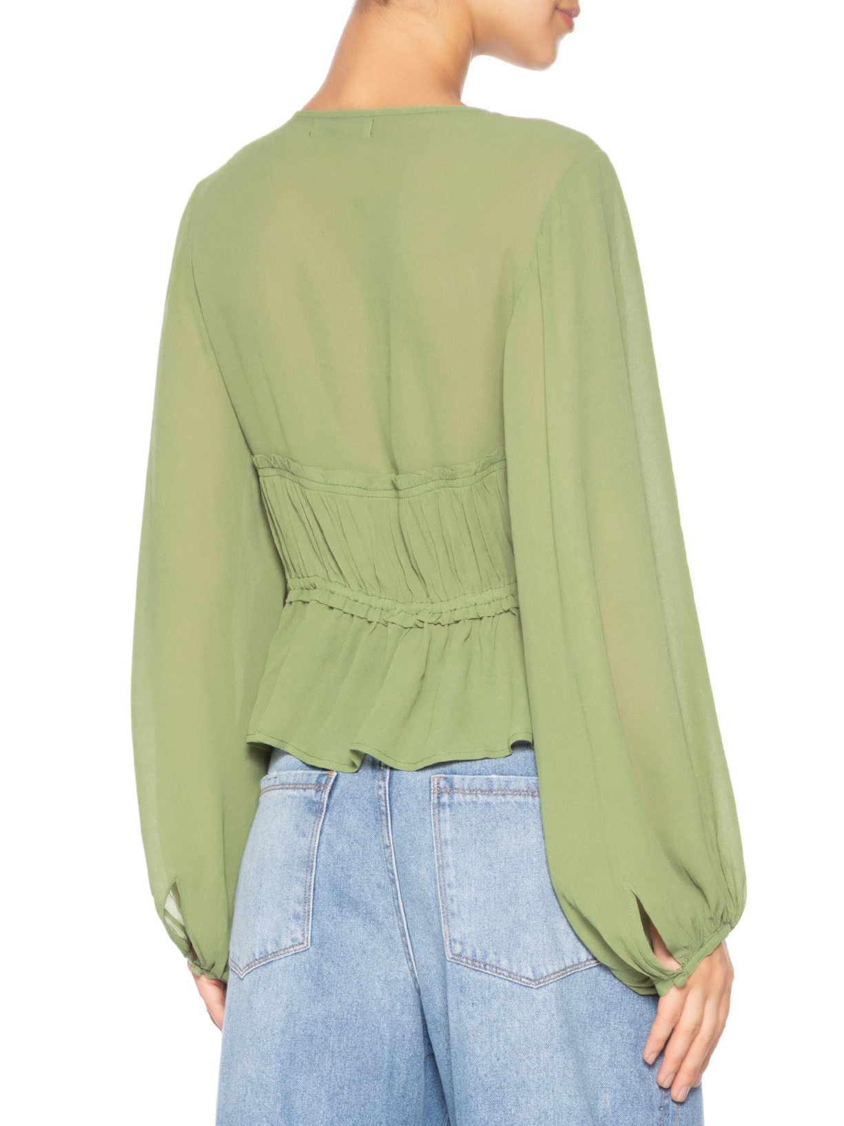Blusa Feminina Crepe Busto Drapeado Verde Dress To