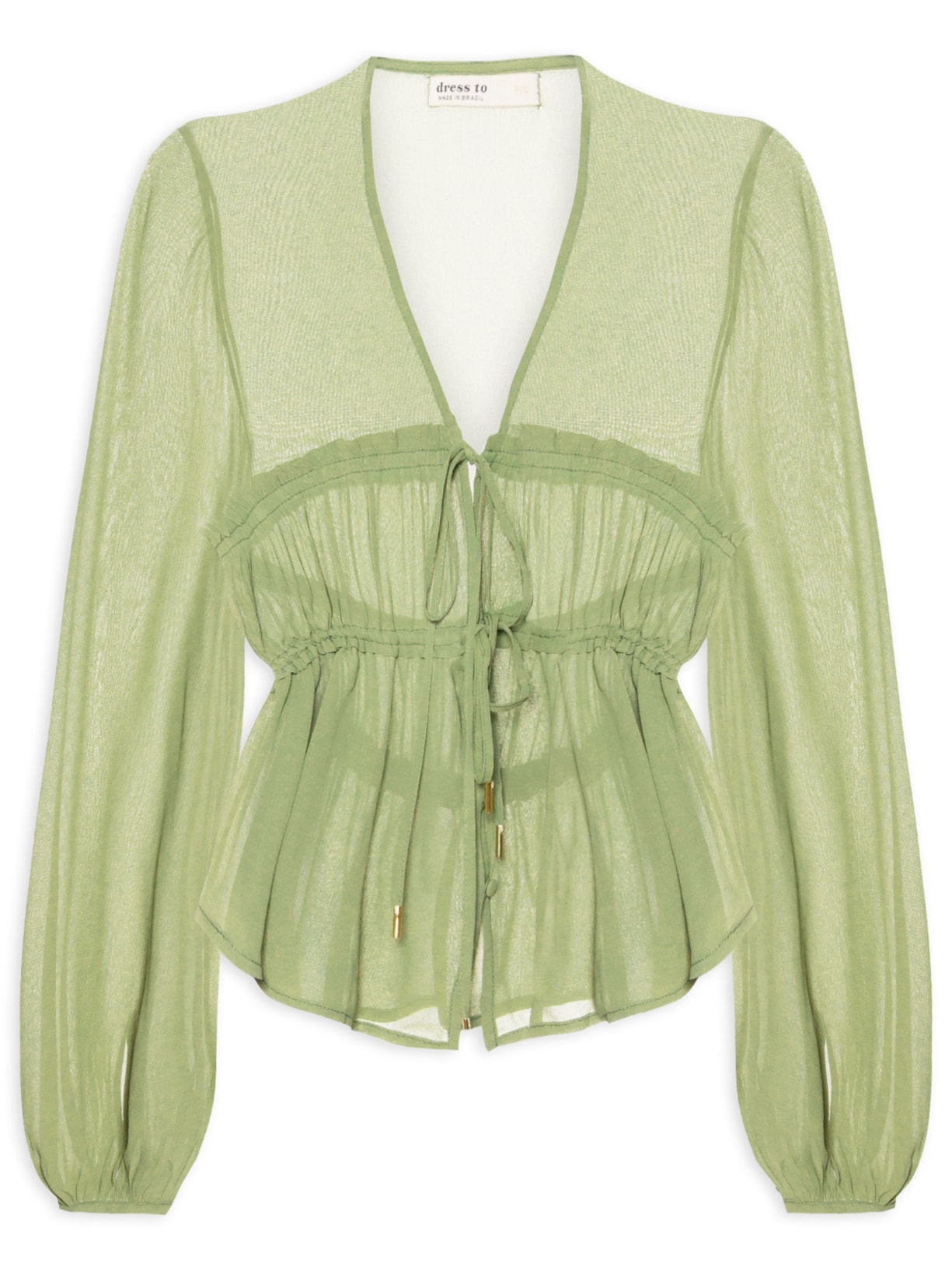 Blusa Feminina Crepe Busto Drapeado Verde Dress To