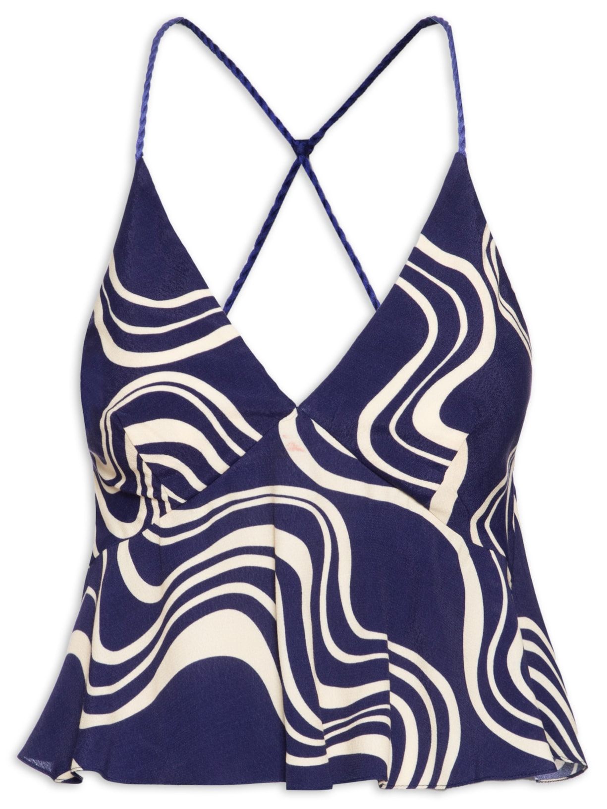 Blusa Feminina Crepe Estampa Flutuar - Azul