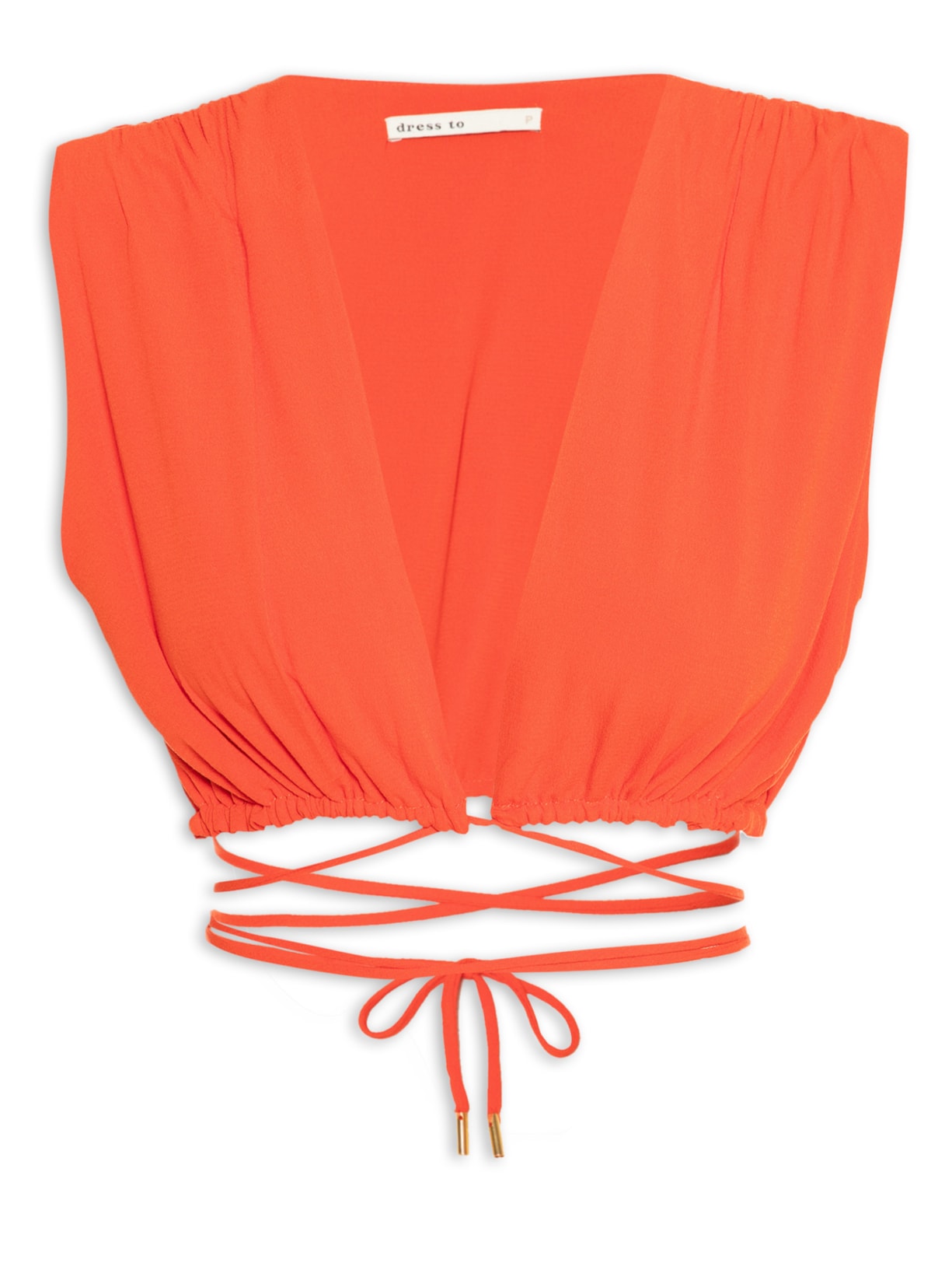 Blusa Feminina Crepe Franzida Com Amarração - Vermelho