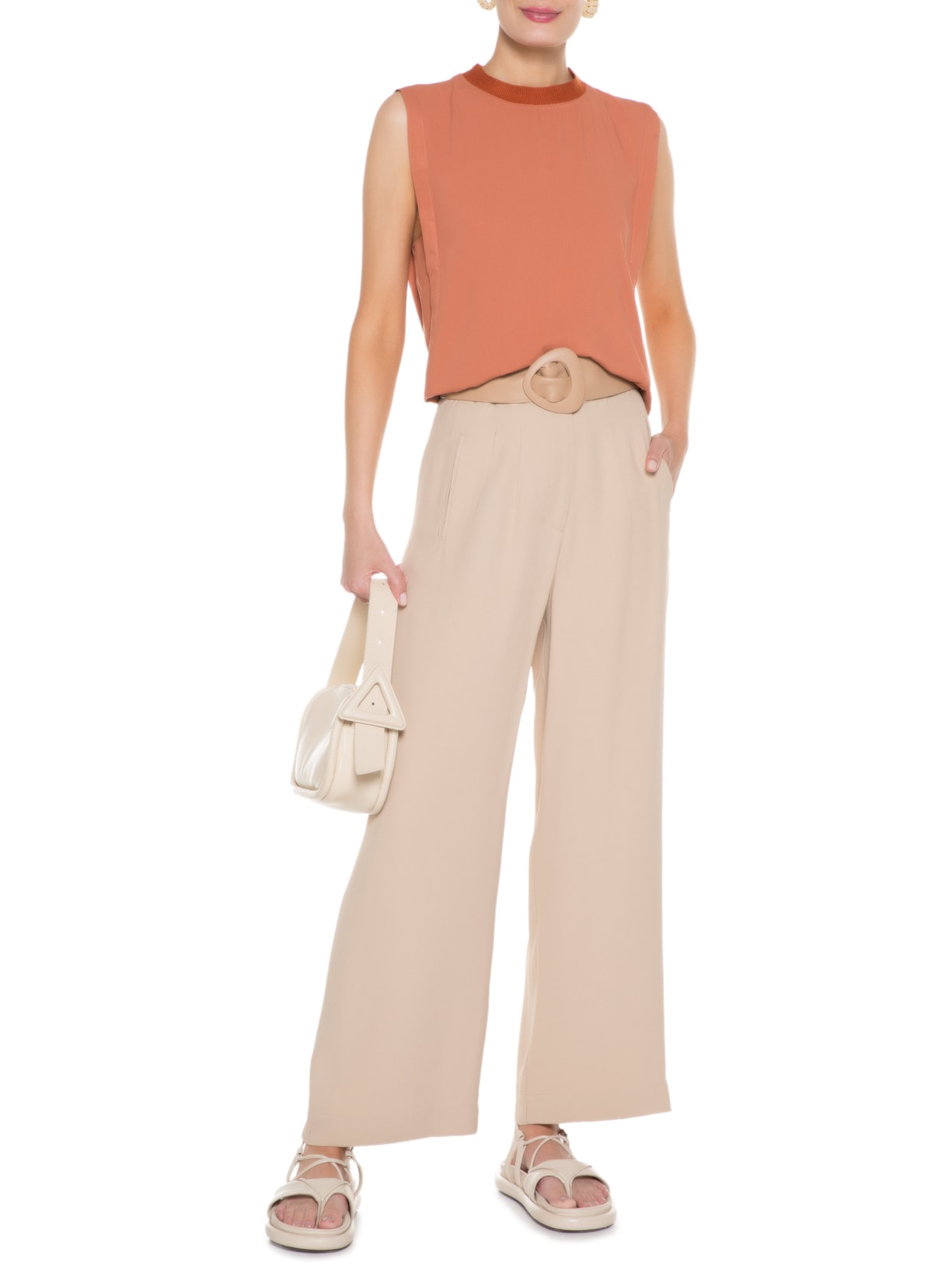 Blusa Feminina Crepe Gola Retilínea Marrom Dress To