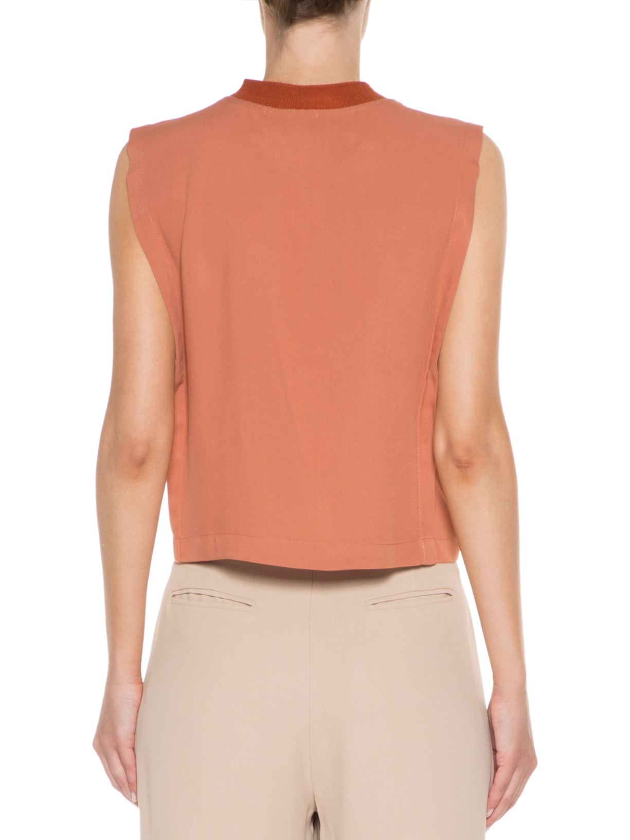 Blusa Feminina Crepe Gola Retilínea Marrom Dress To