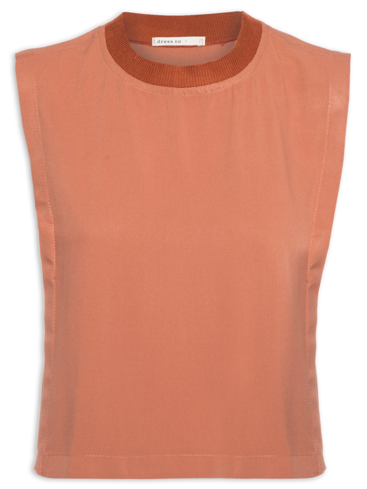 Blusa Feminina Crepe Gola Retilínea Marrom Dress To