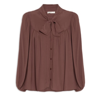 Blusa Feminina Crepe Pregas Pala Frente - Marrom