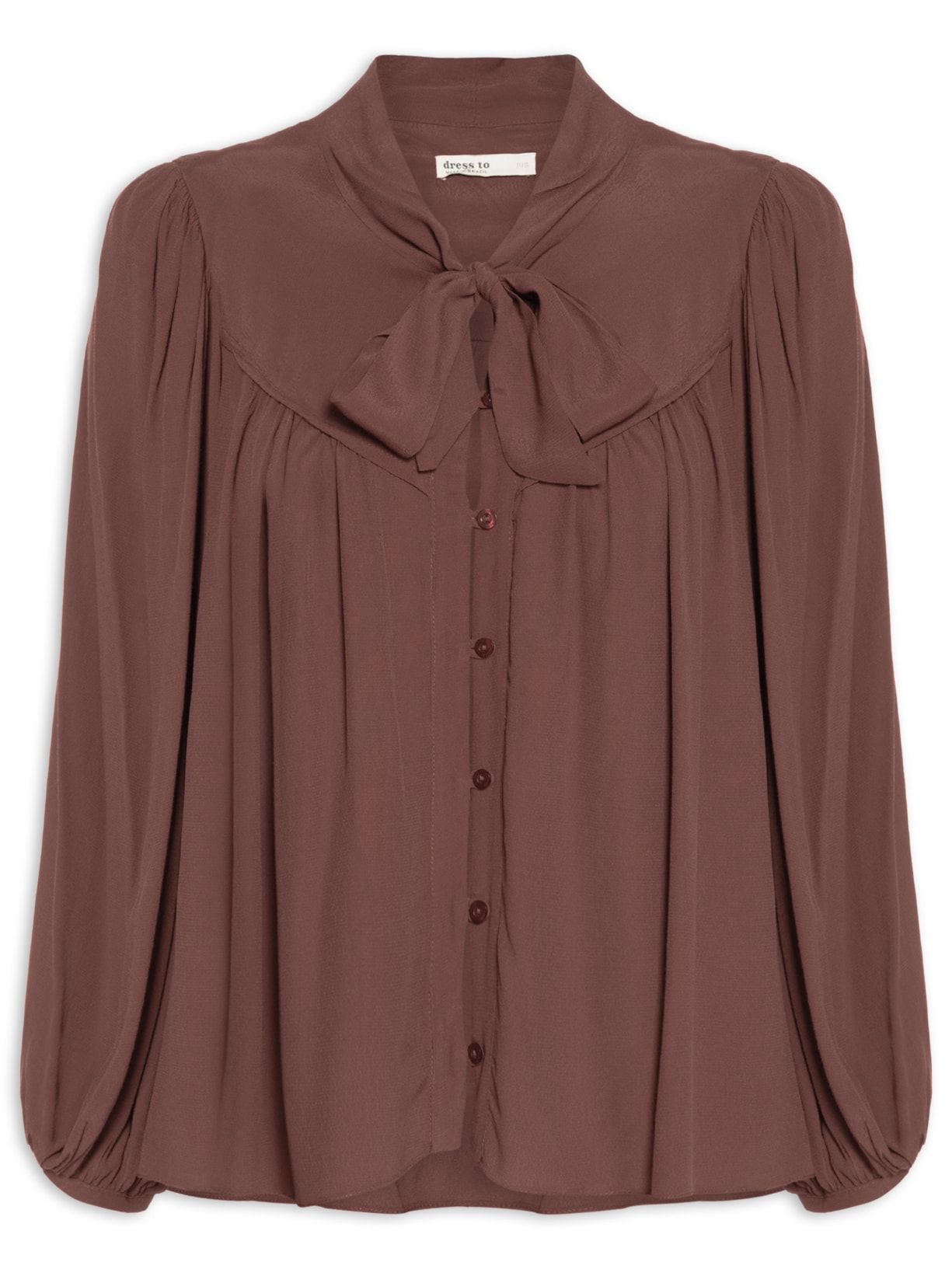 Blusa Feminina Crepe Pregas Pala Frente - Marrom