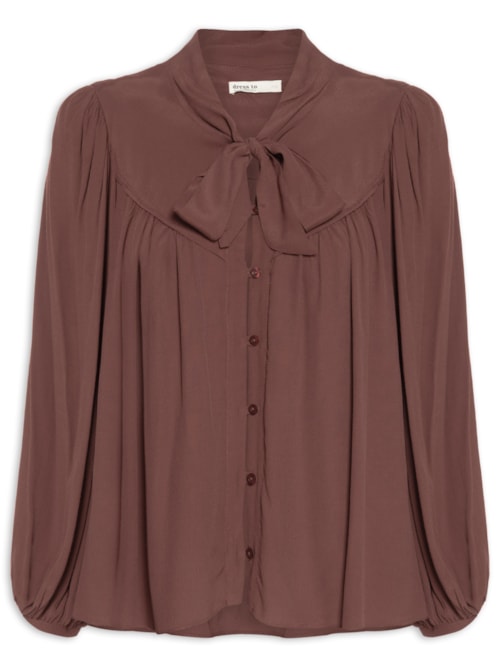 Blusa Feminina Crepe Pregas Pala Frente - Marrom