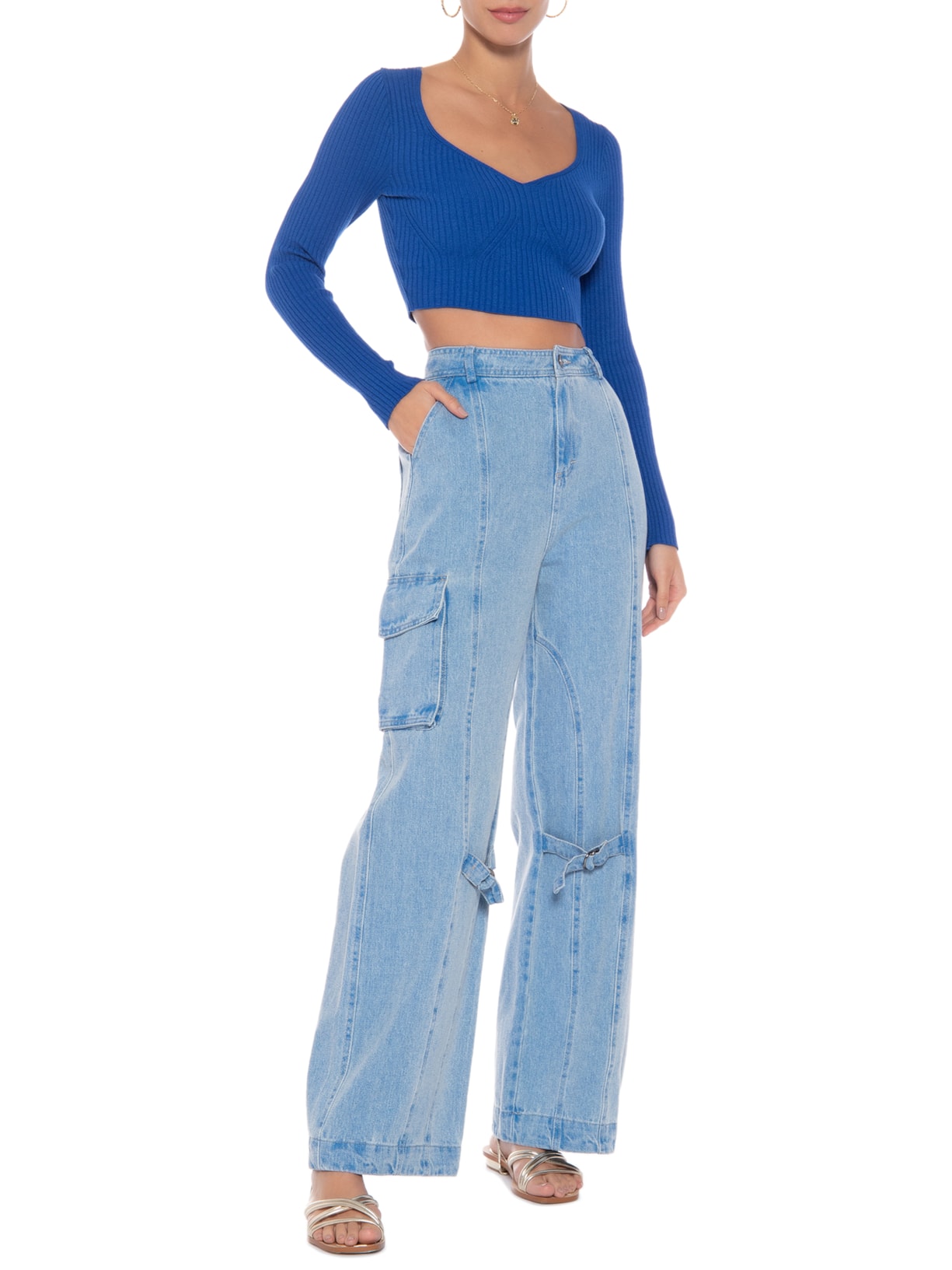 Blusa Feminina Crooped Azul Anselmi