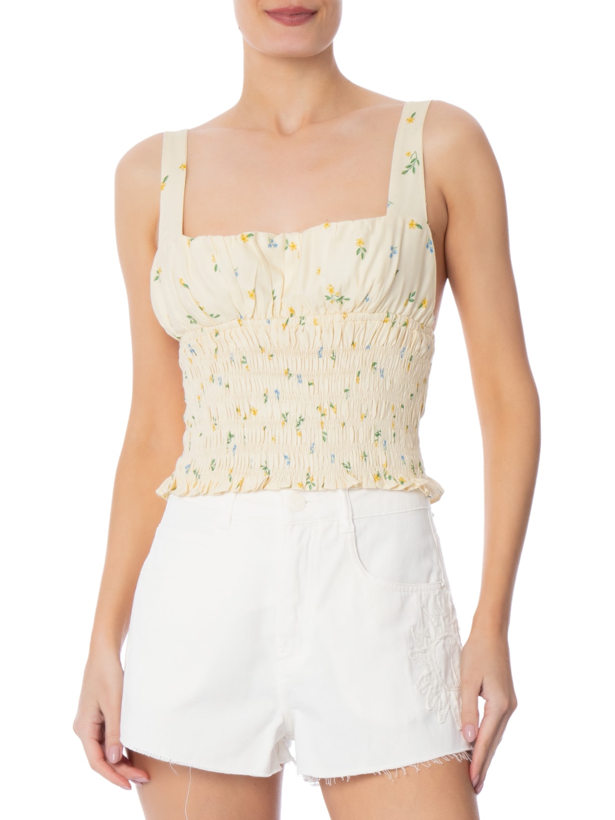 Blusa Feminina Cropeed Aurora Bege Farm