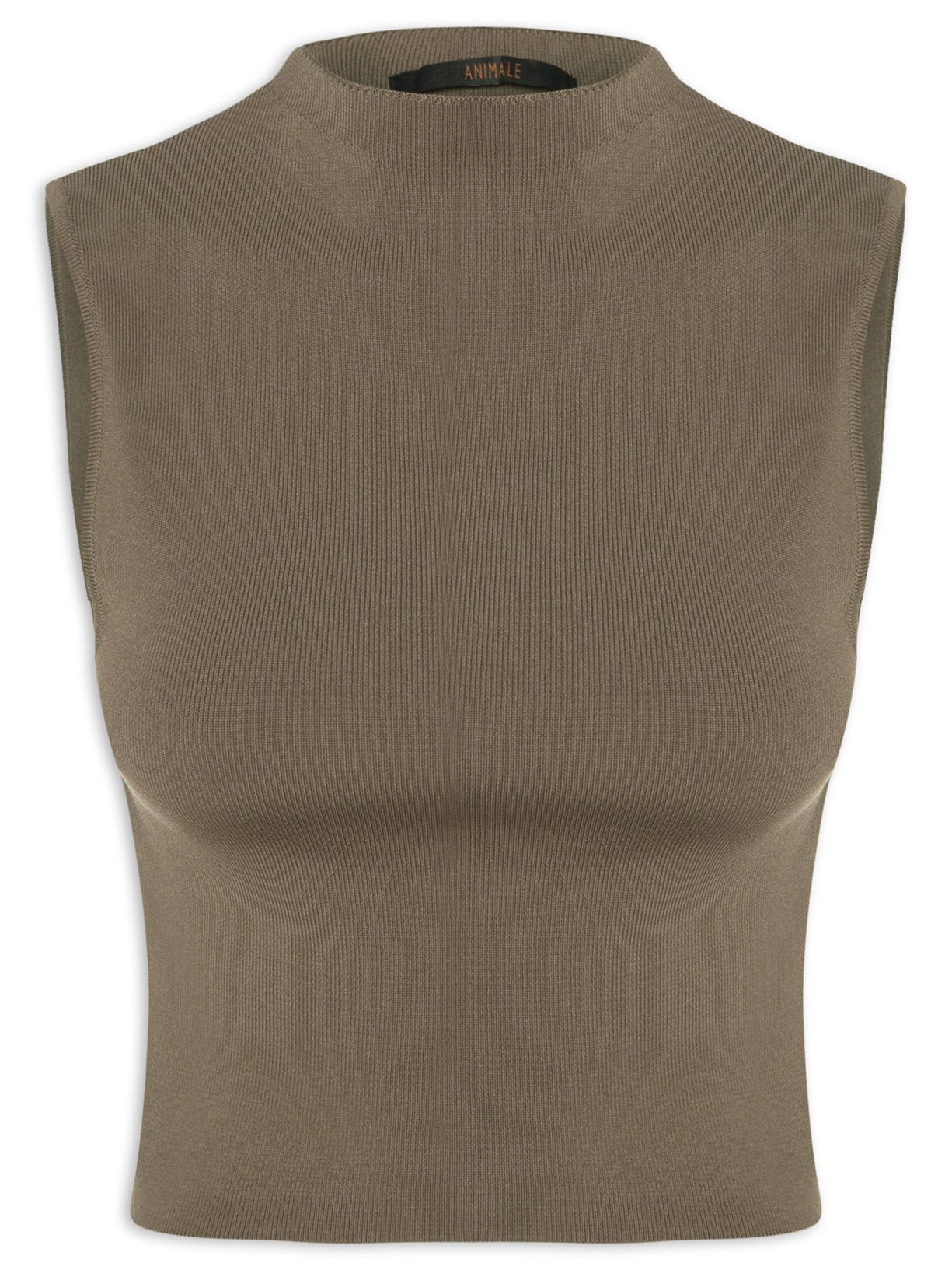 Blusa Feminina Cropped Alta Tricot Color Marrom Animale