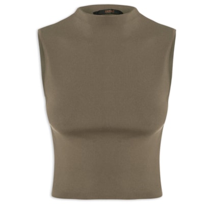 Blusa Feminina Cropped Alta Tricot Color - Marrom