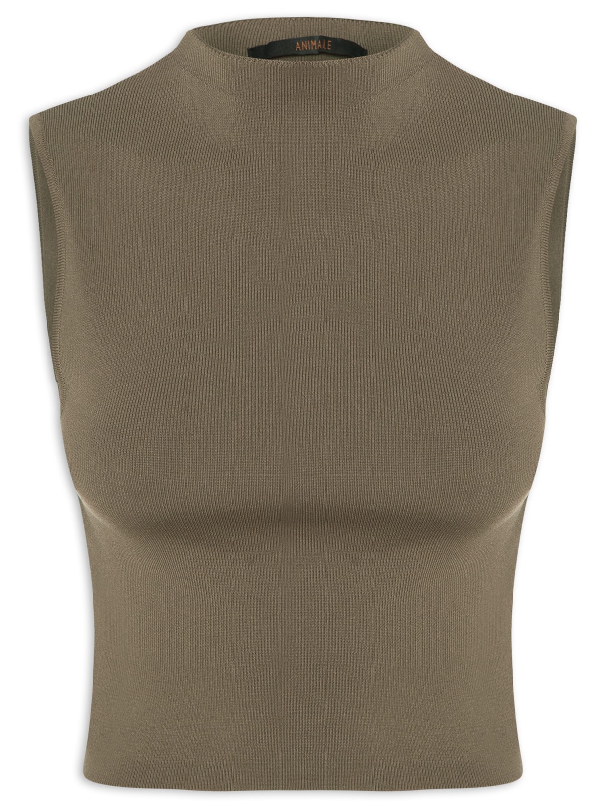 Blusa Feminina Cropped Alta Tricot Color Marrom Animale