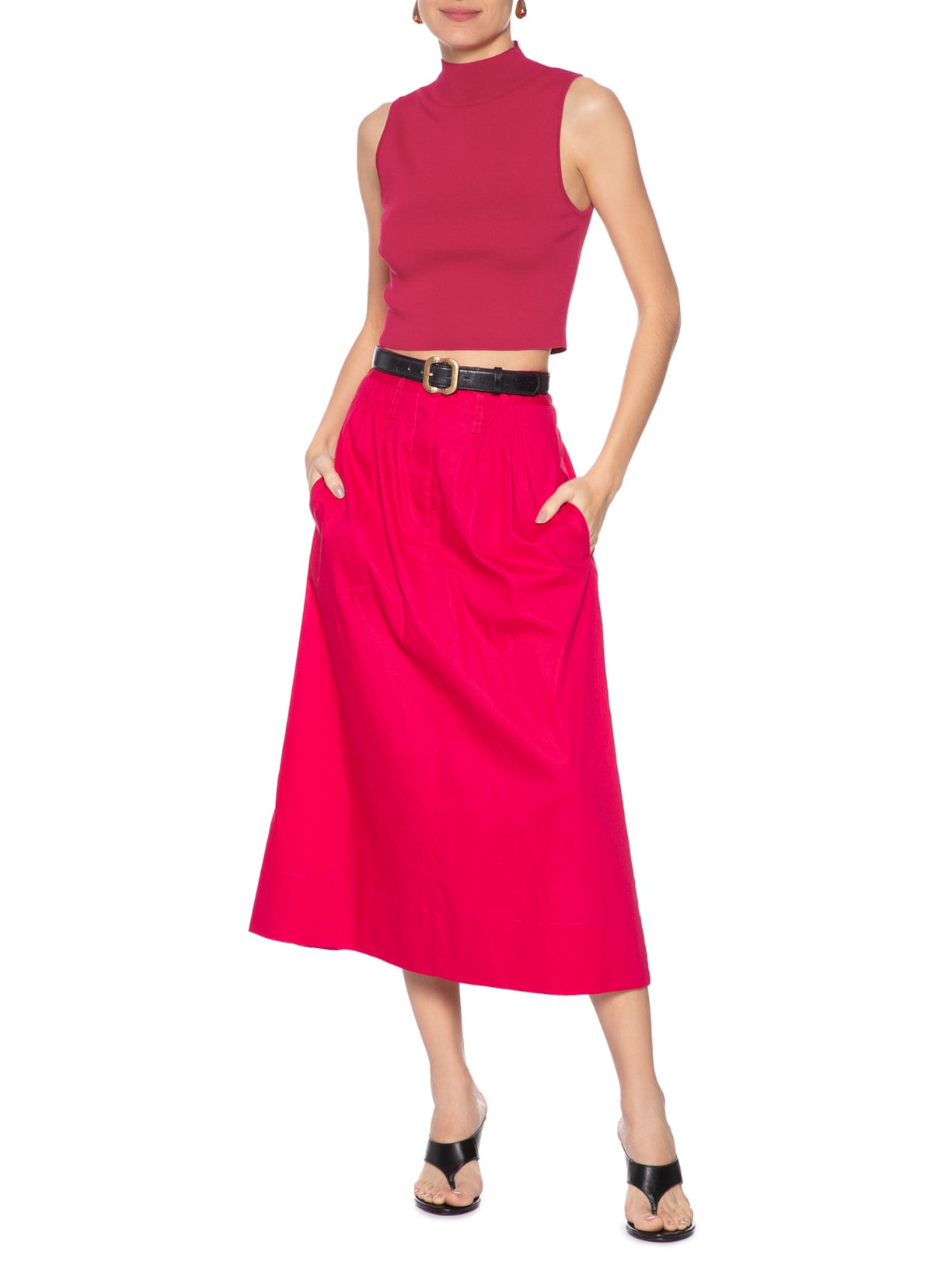 Blusa Feminina Cropped Alta Tricot Color Rosa Animale