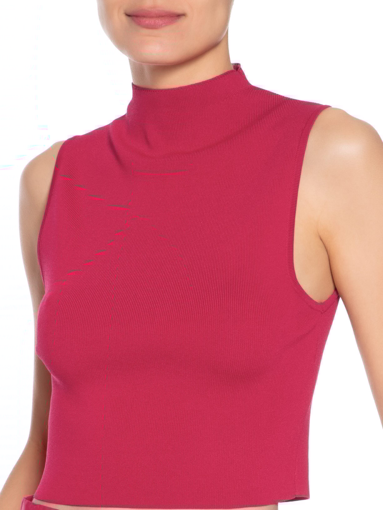 Blusa Feminina Cropped Alta Tricot Color Rosa Animale
