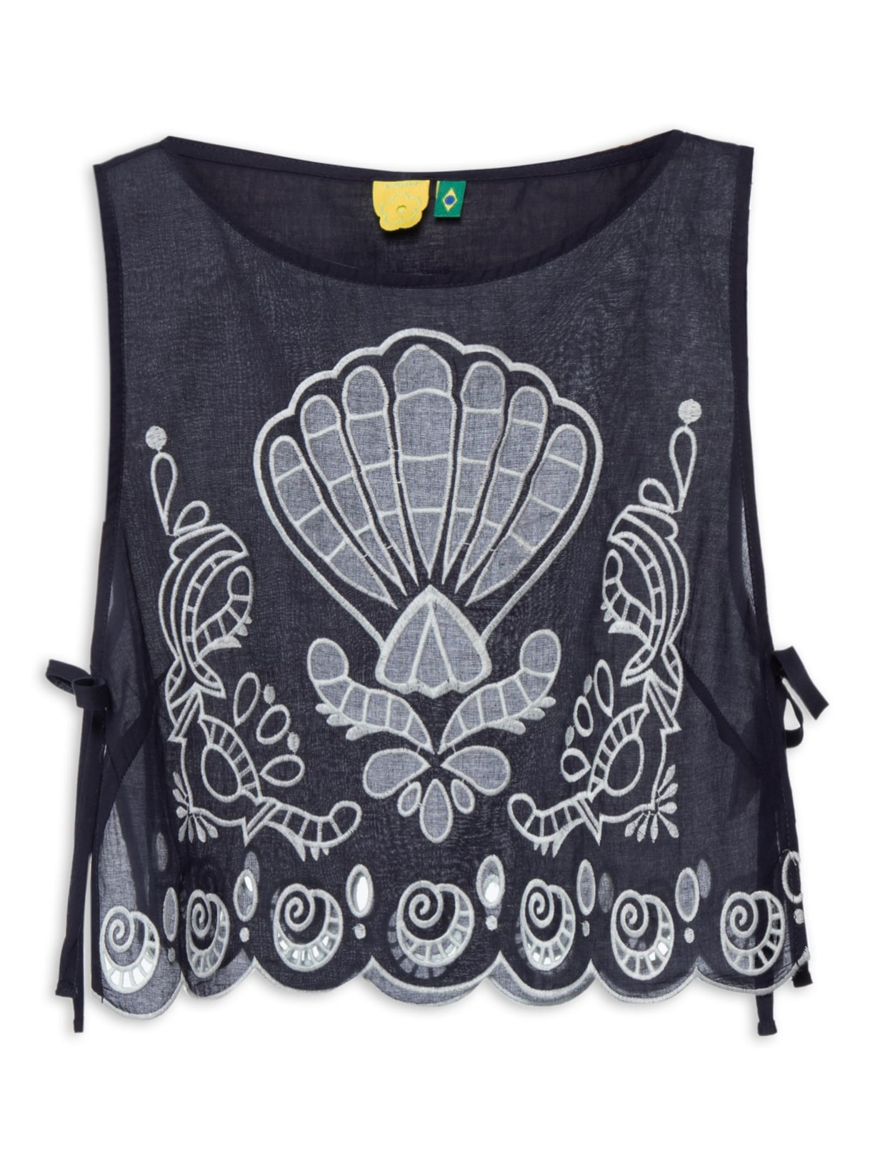Blusa Feminina Cropped Artesanal - Azul