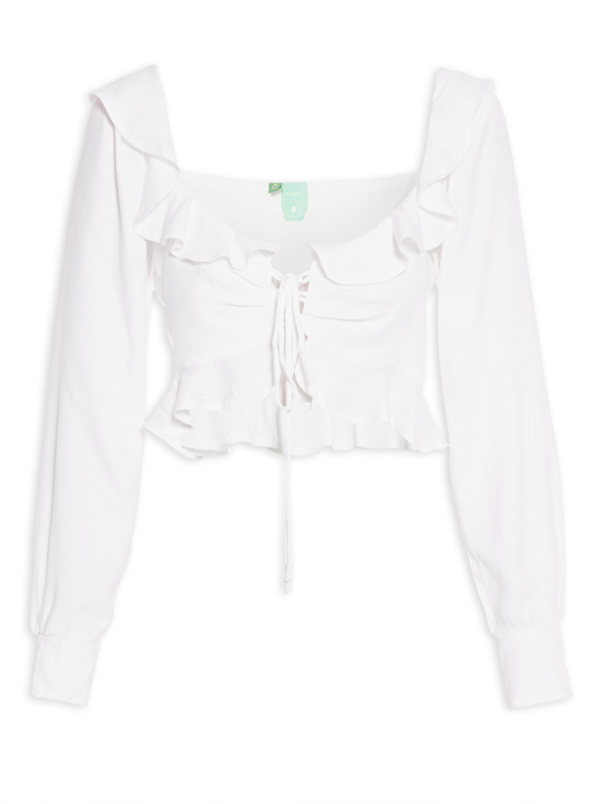 Blusa Feminina Cropped Babado Amarração - Off White