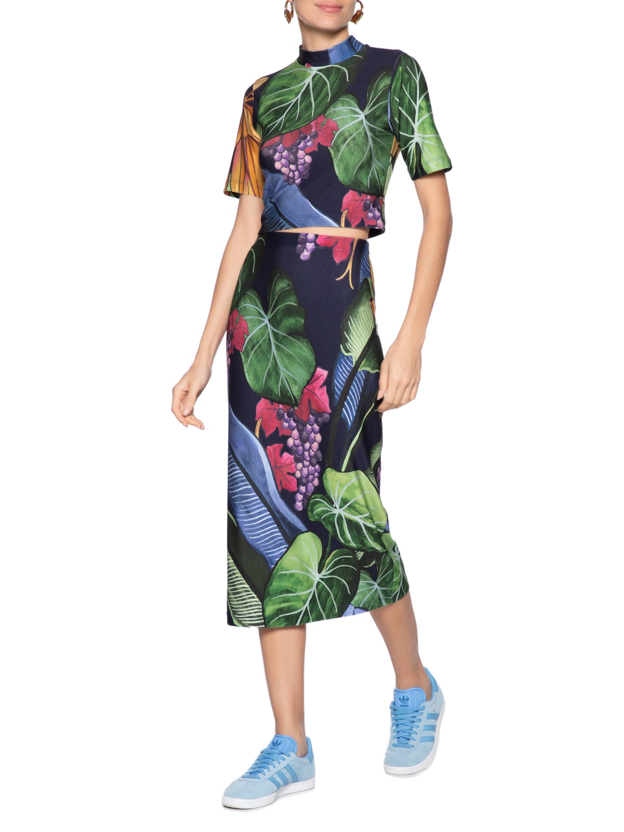 Blusa Feminina Cropped Banana Uva Verde Farm