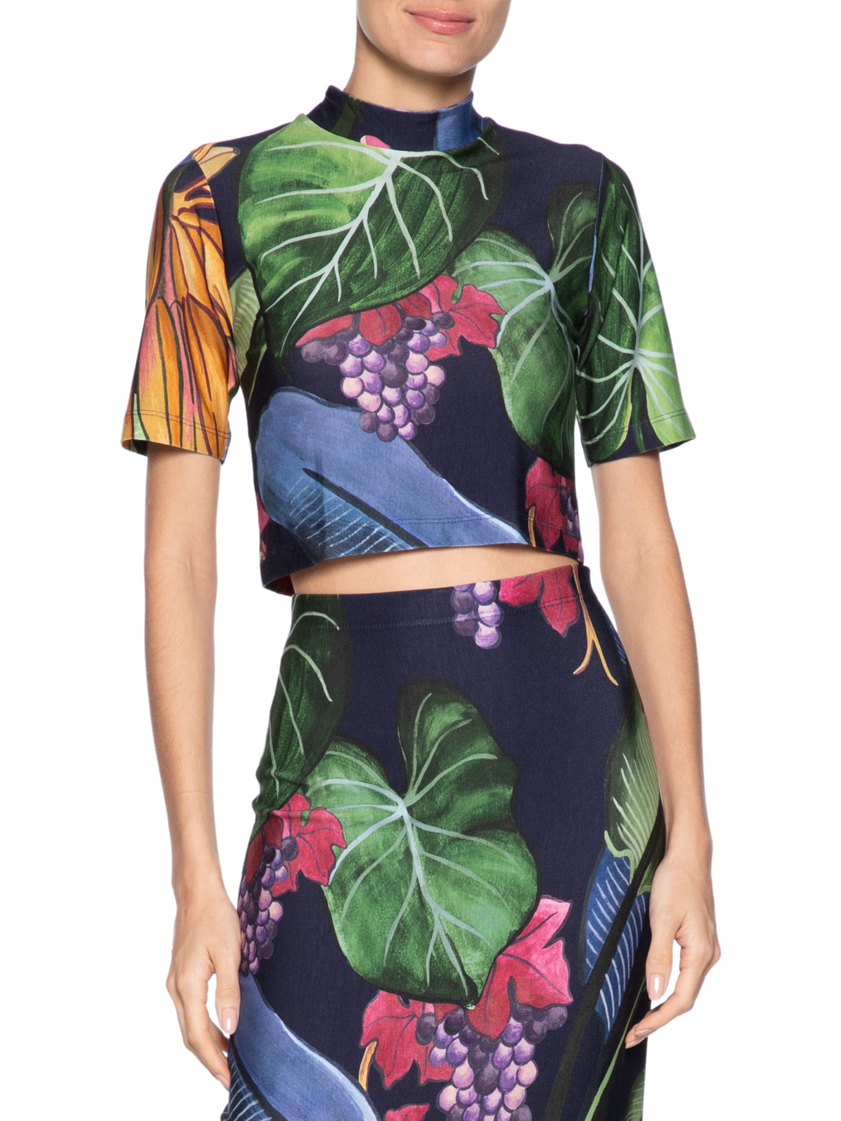 Blusa Feminina Cropped Banana Uva Verde Farm