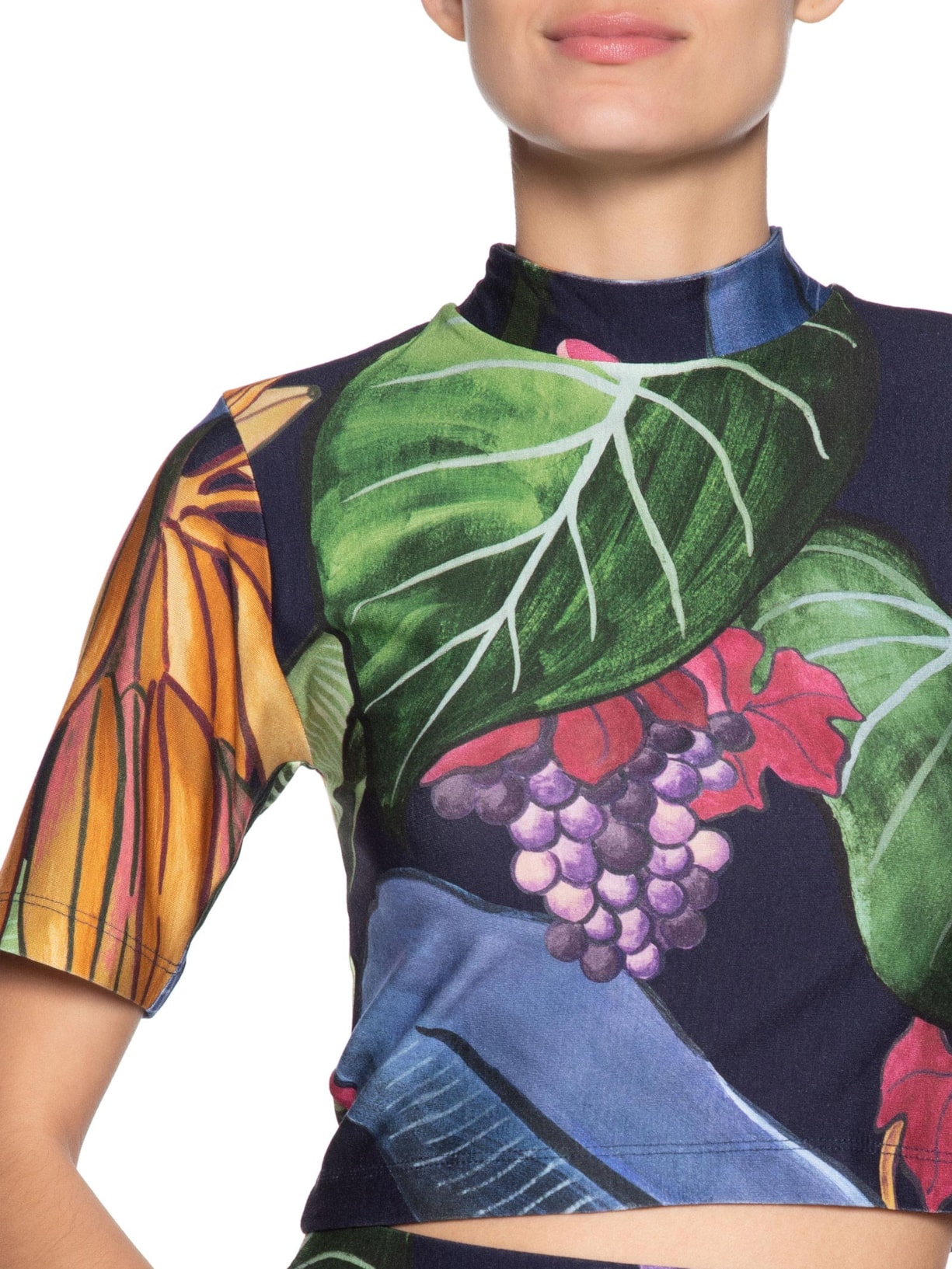 Blusa Feminina Cropped Banana Uva Verde Farm