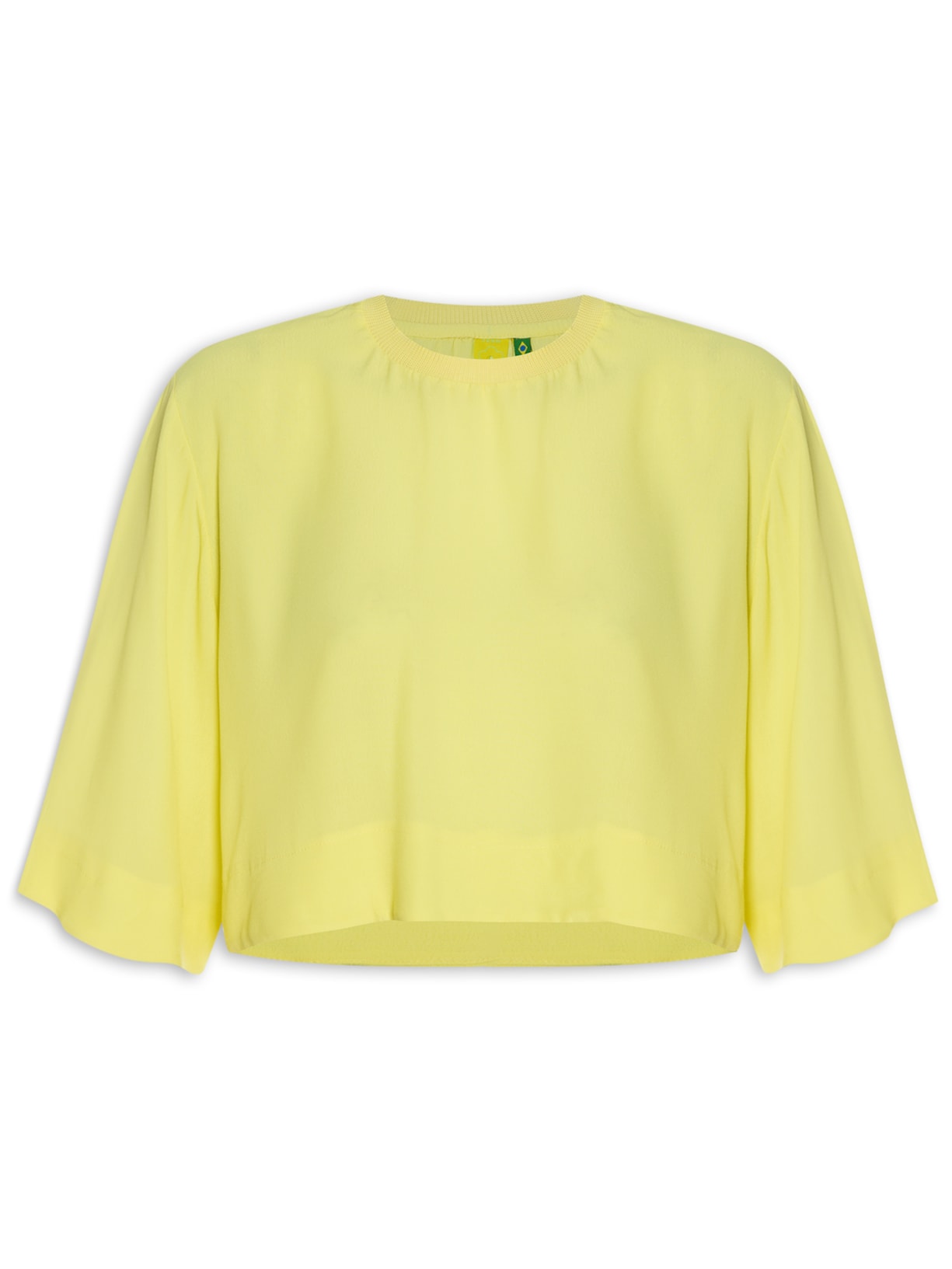Blusa Feminina Cropped Básica - Amarelo