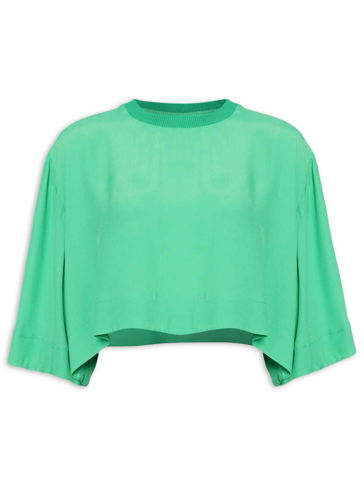 Blusa Feminina Cropped Básica - Verde