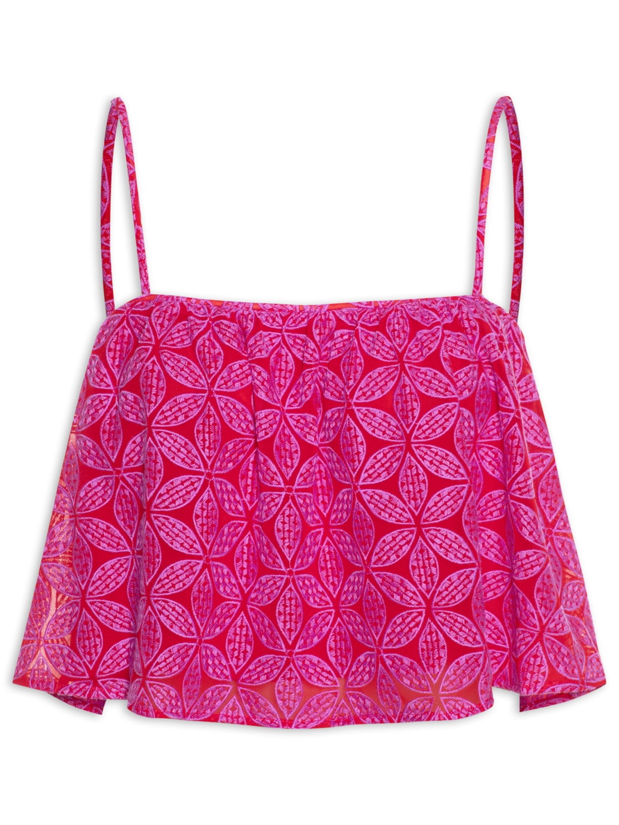 Blusa Feminina Cropped Bordada - Vermelho