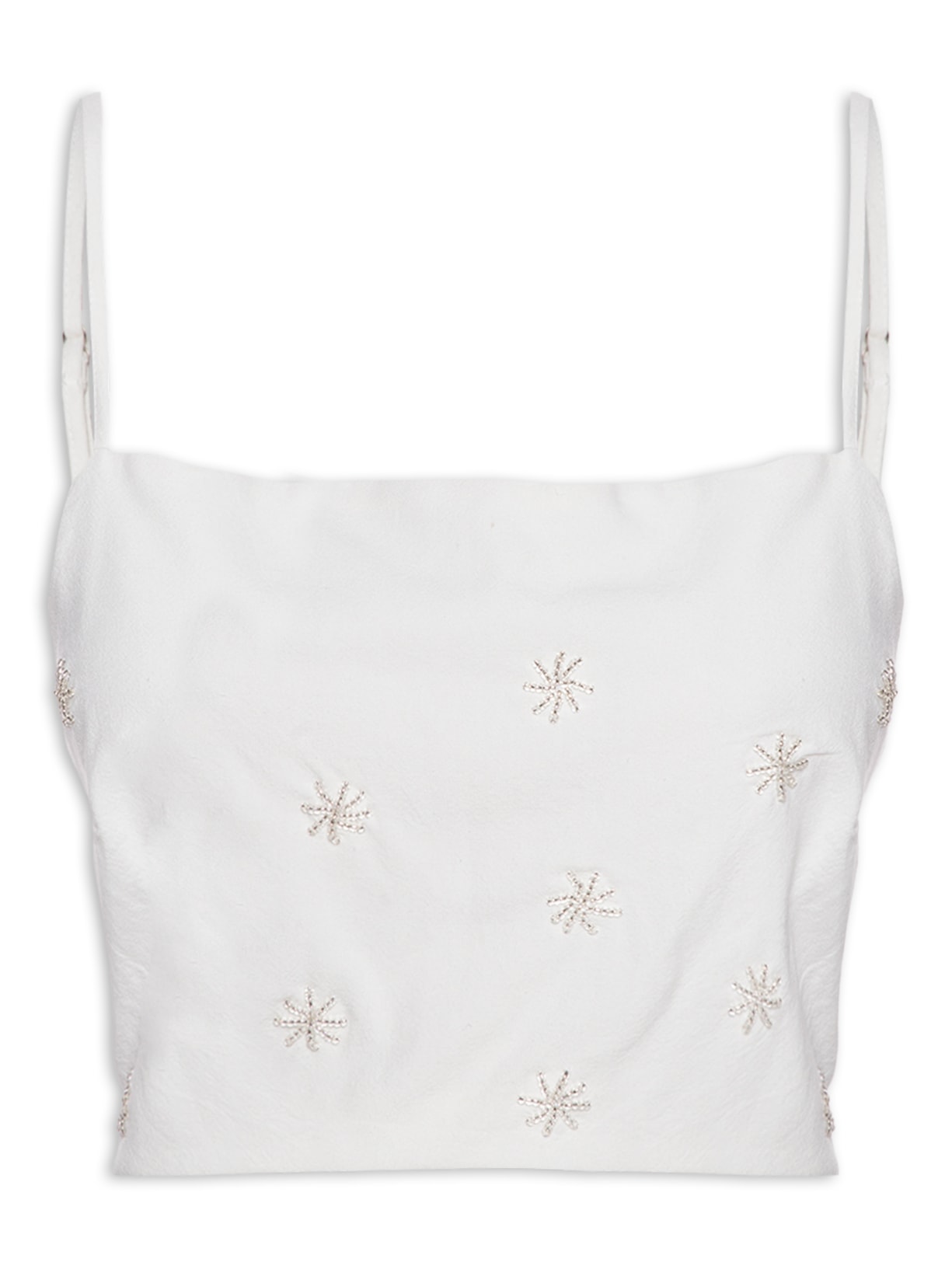 Blusa Feminina Cropped Bordado - Off White