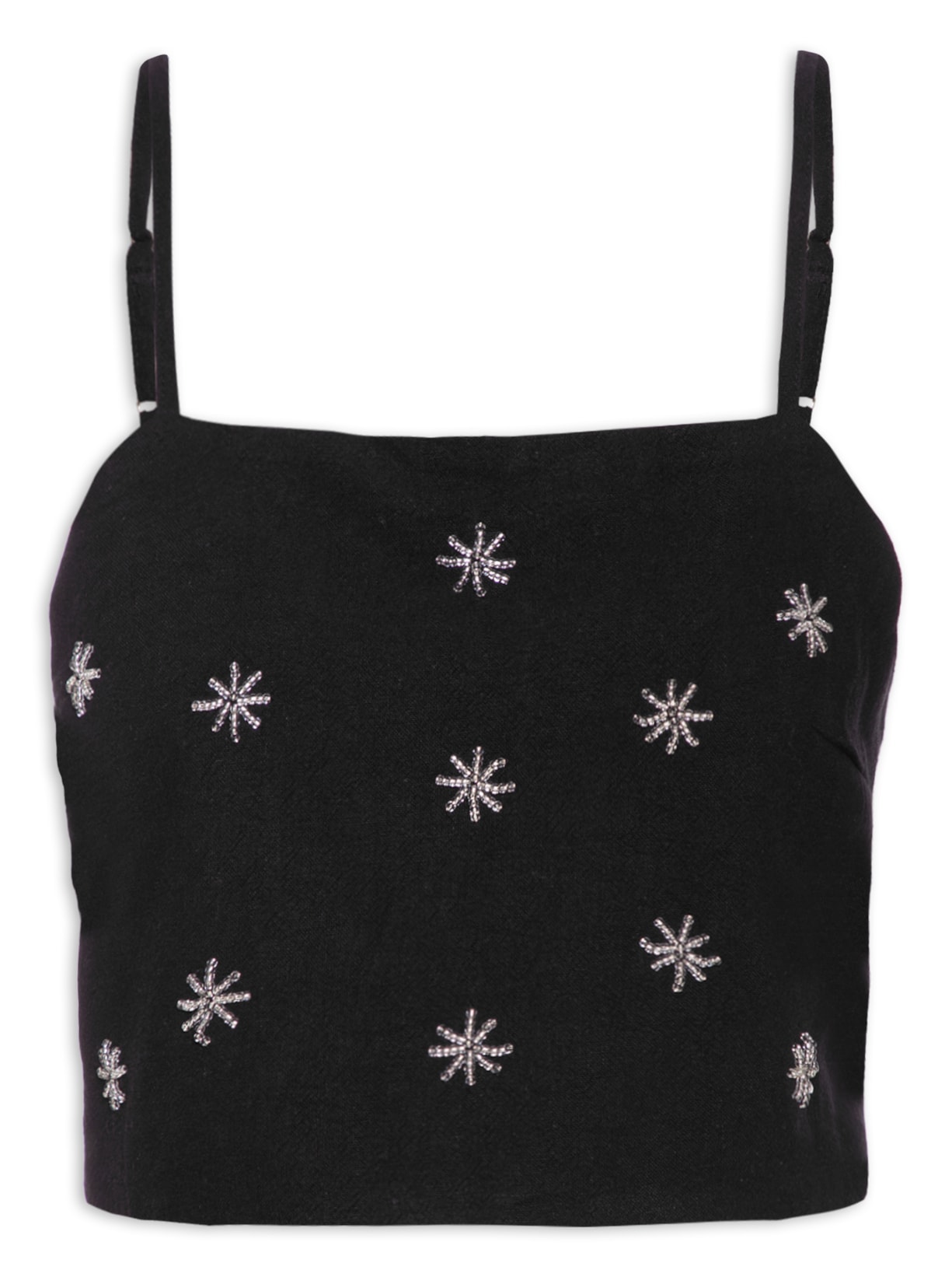 Blusa Feminina Cropped Bordado - Preto