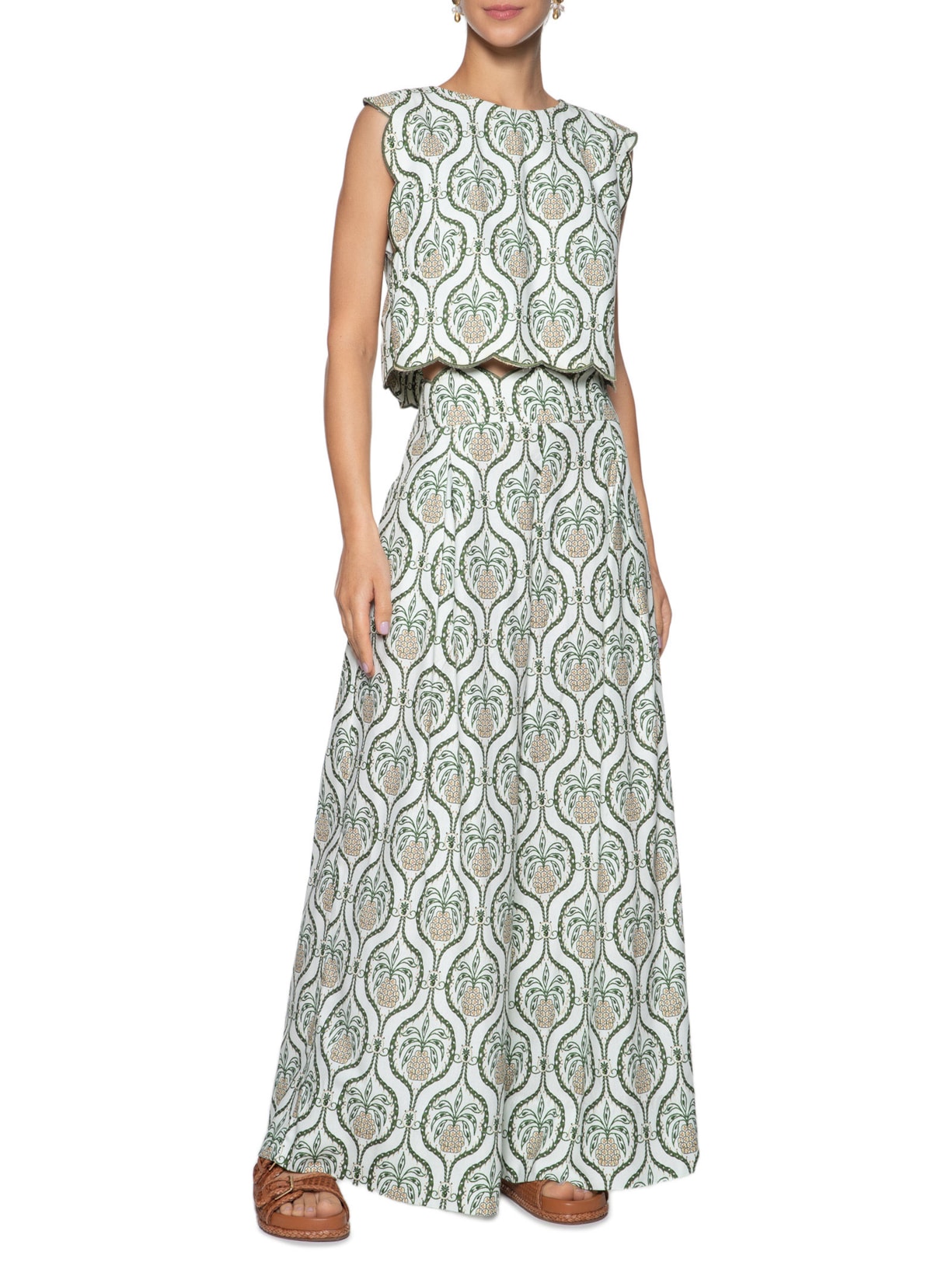 Blusa Feminina Cropped Brilho De Abacaxi Verde Farm