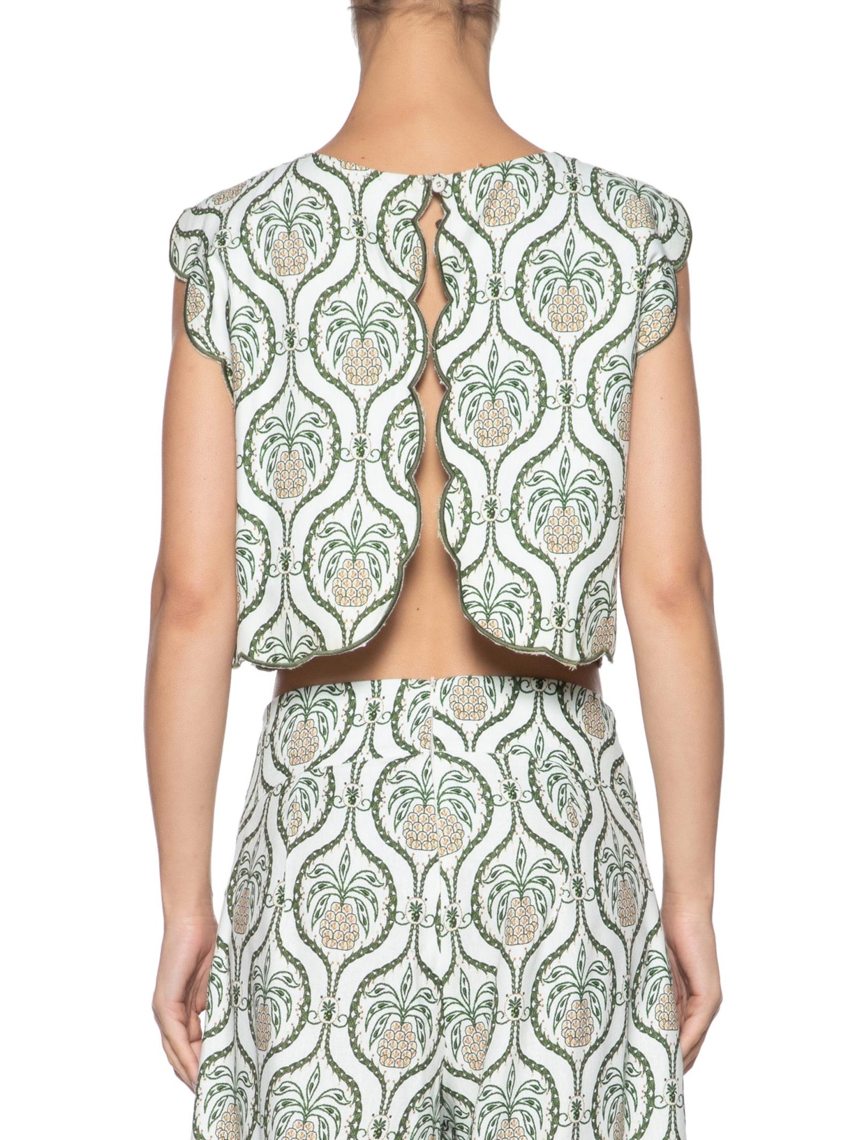 Blusa Feminina Cropped Brilho De Abacaxi Verde Farm