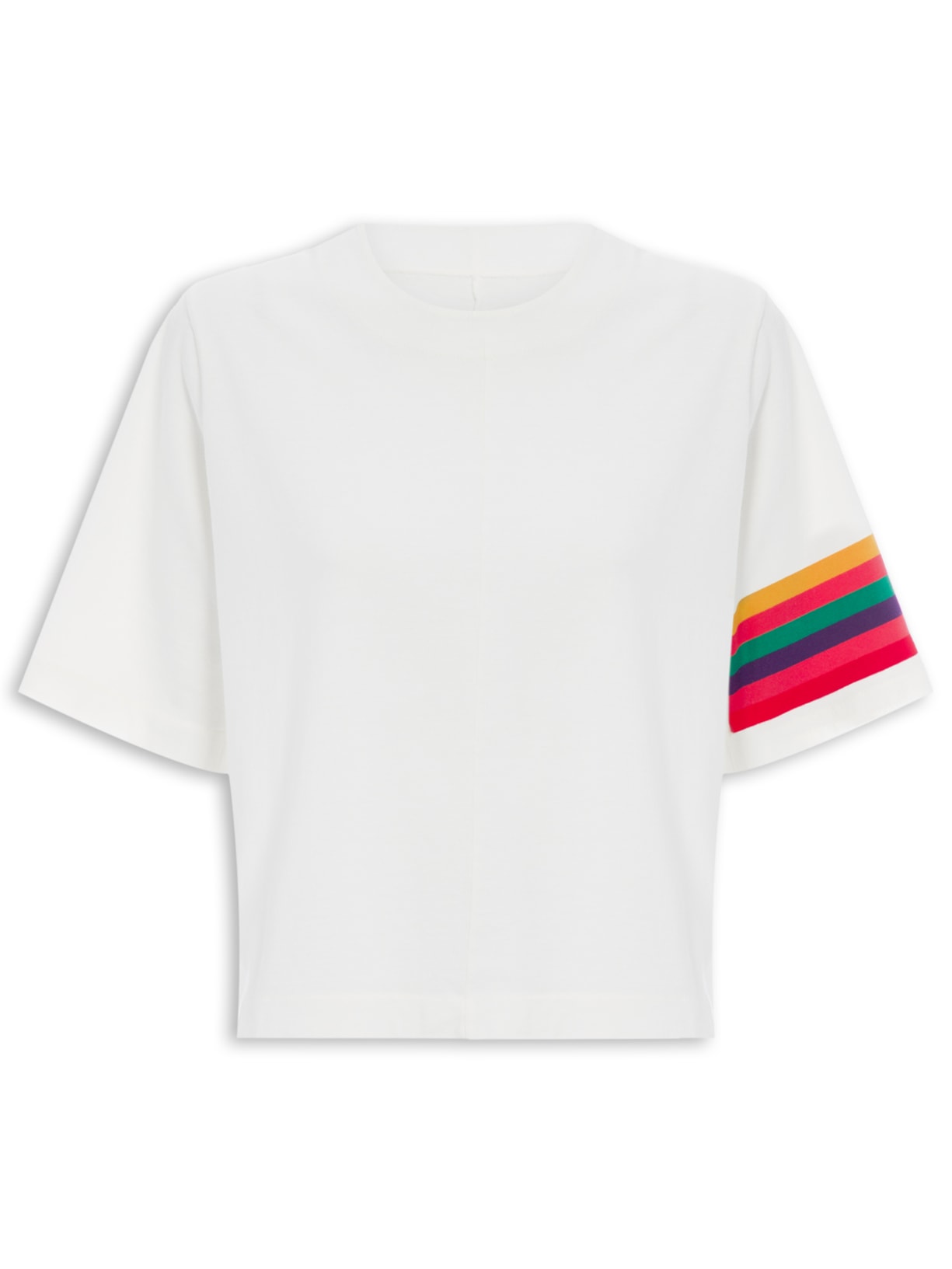 Blusa Feminina Cropped Color Stripes - Branco