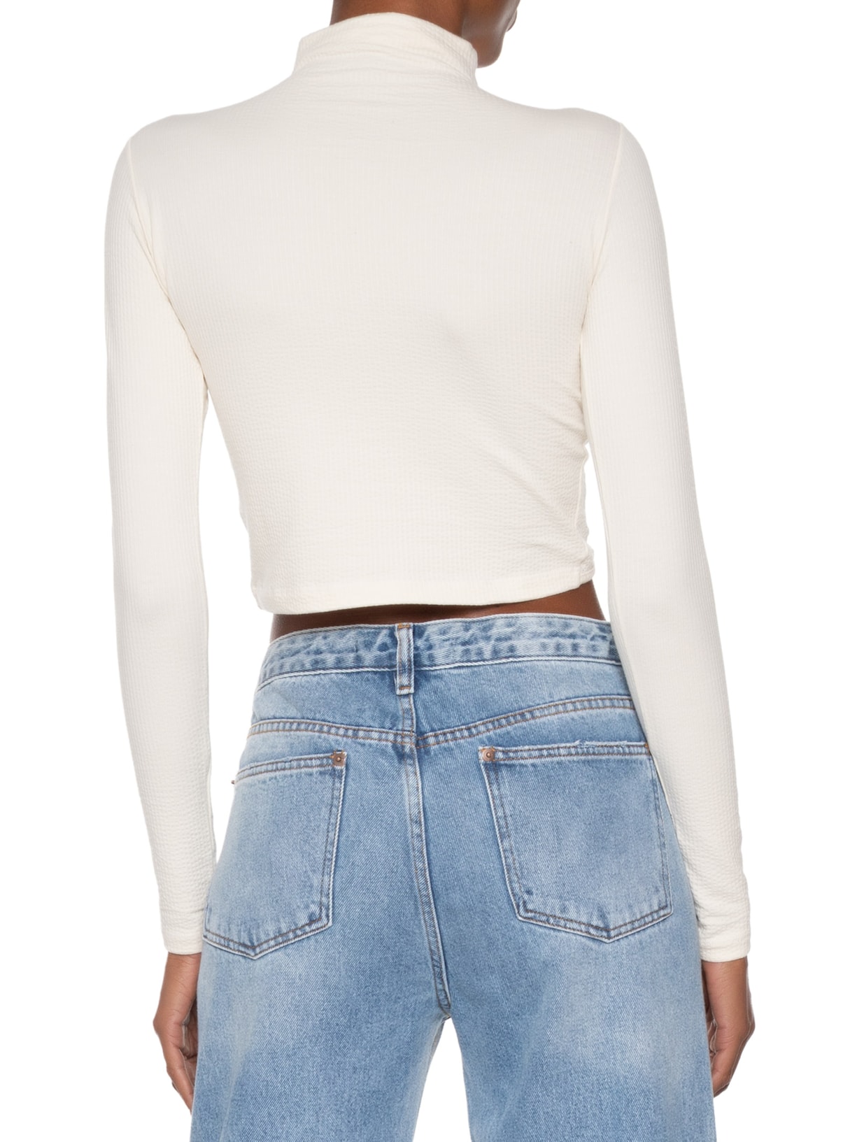 Blusa Feminina Cropped Com Aberturas Frontais Bege Market 33