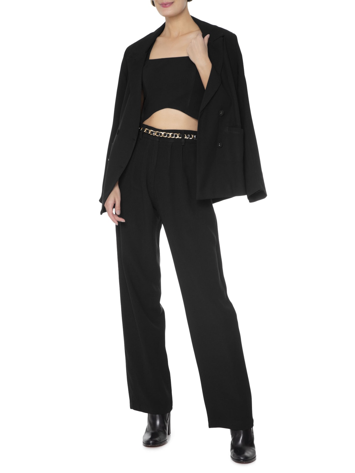 Blusa Feminina Cropped Com Alças Preto '2Essential