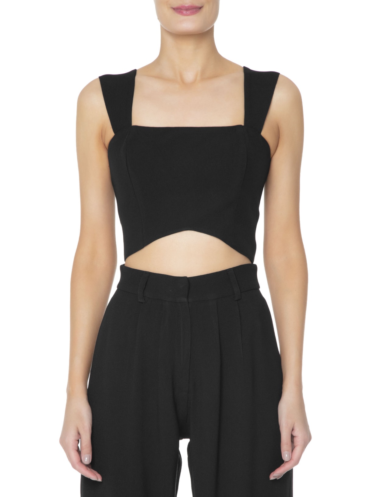 Blusa Feminina Cropped Com Alças Preto '2Essential
