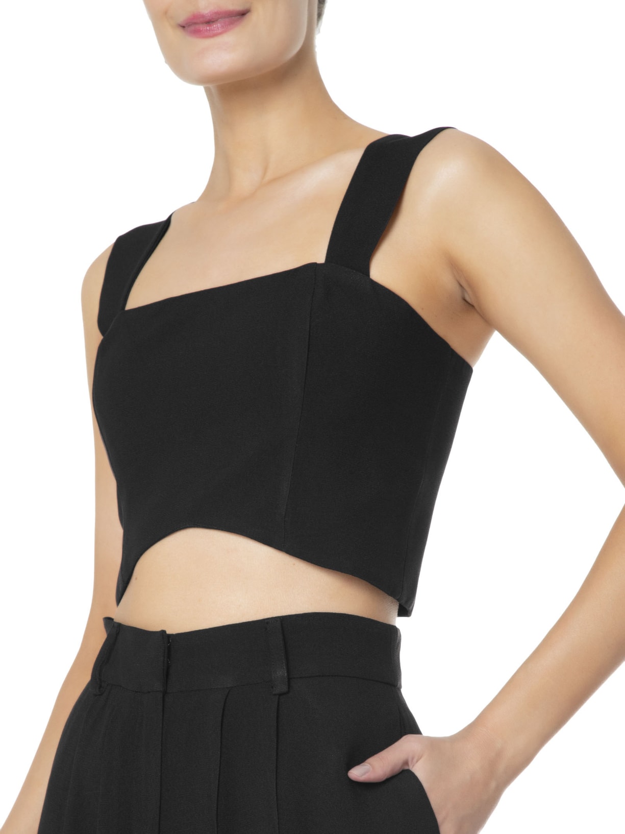 Blusa Feminina Cropped Com Alças Preto '2Essential