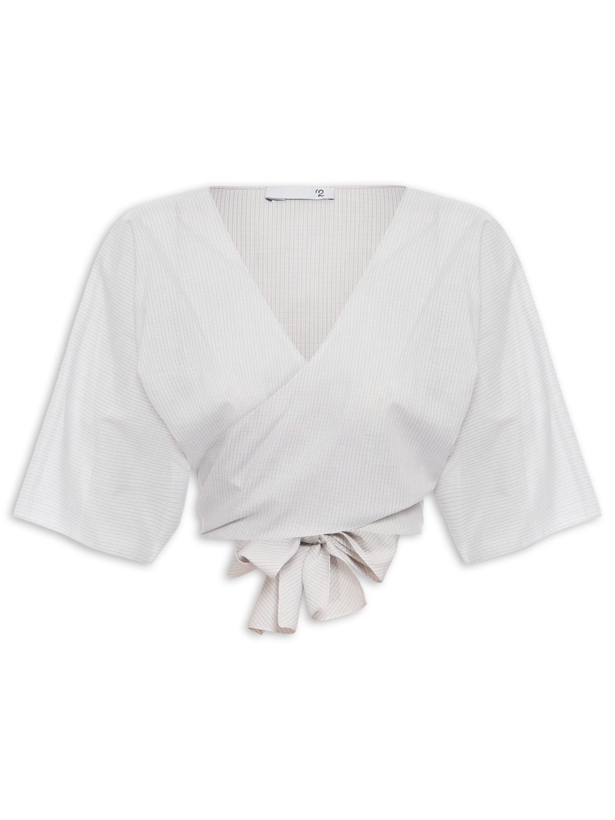 Blusa Feminina Cropped Com Amarração - Cinza