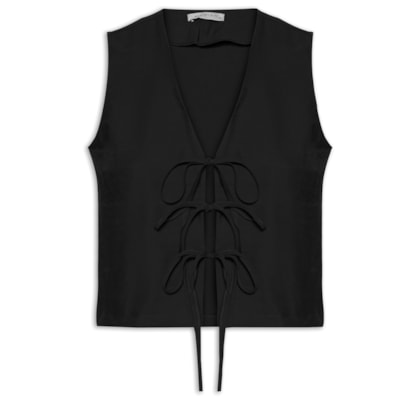 Blusa Feminina Cropped Com Amarração Frontal - Preto