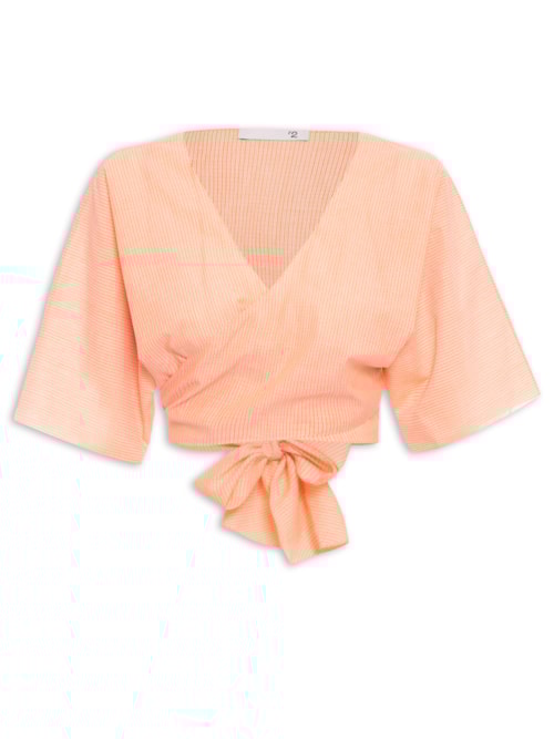 Blusa Feminina Cropped Com Amarração - Laranja