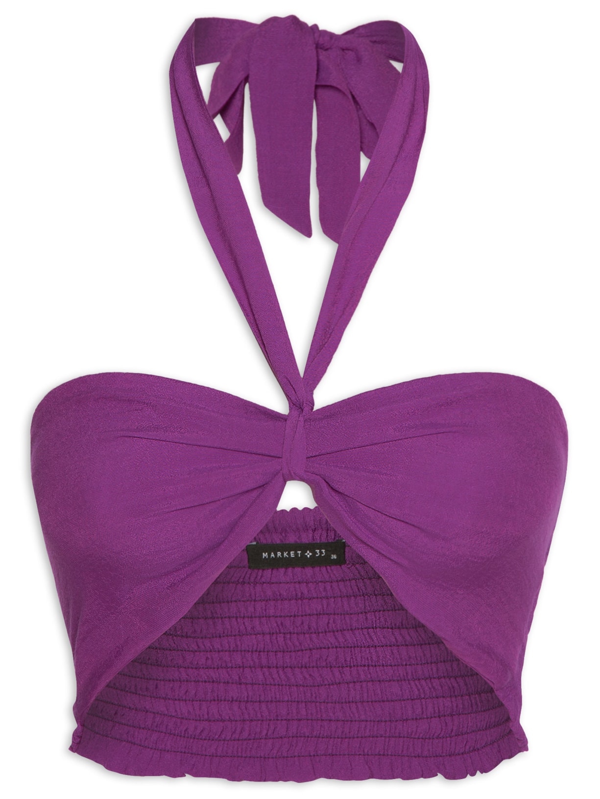 Blusa Feminina Cropped Com Amarração No Pescoço - Roxo