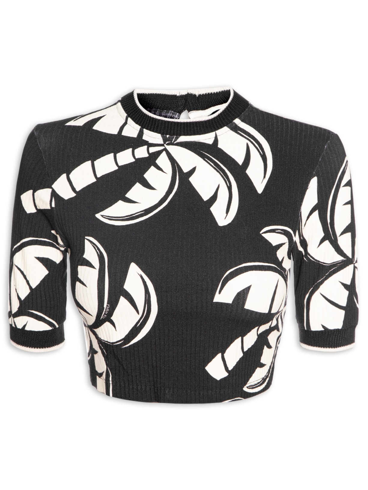 Blusa Feminina Cropped Coqueirada - Preto